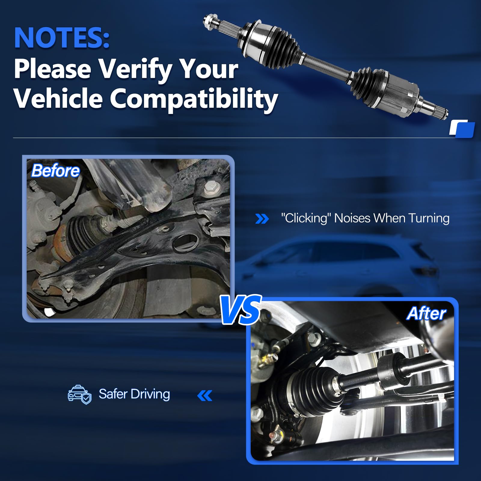 Maxfavor CV Axle FWD Front Compatible with Nissan Altima 2013 2014 2015 2016 2017 2018 CV Axles S SL SV SR Base Advance Sense 2.