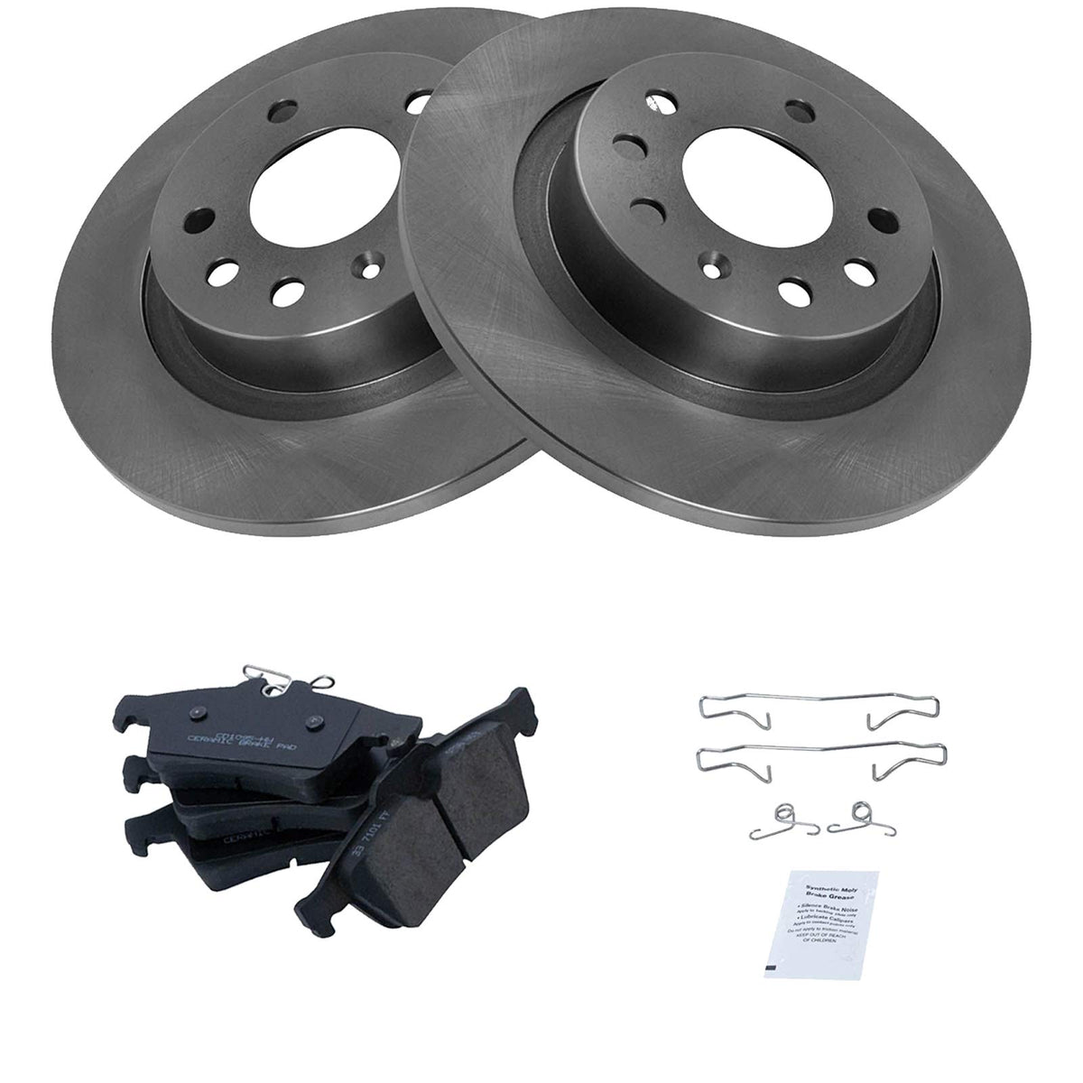 Trq Rear Brake Pad & Rotor Kit Brake Pads Brake Rotor Ceramic Compatible With 2004-2011 Saab 9-3 2010 9-3X