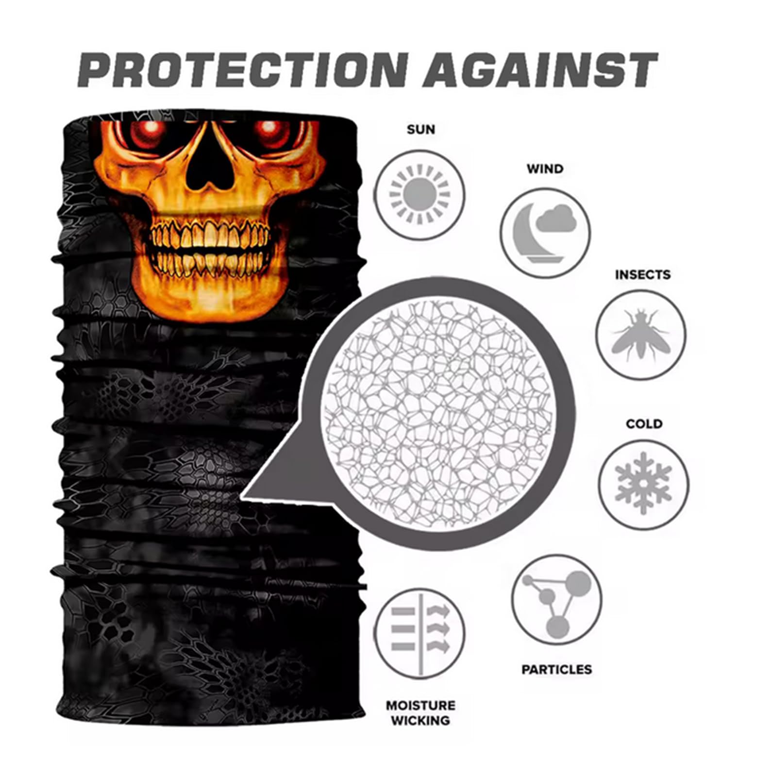 WYSUMMER Scarves Bandanas Skull Face Tube Headband, Gaiter Head Wrap Balaclava Magic Scarf Motorcycle Multi Function Headwear (f