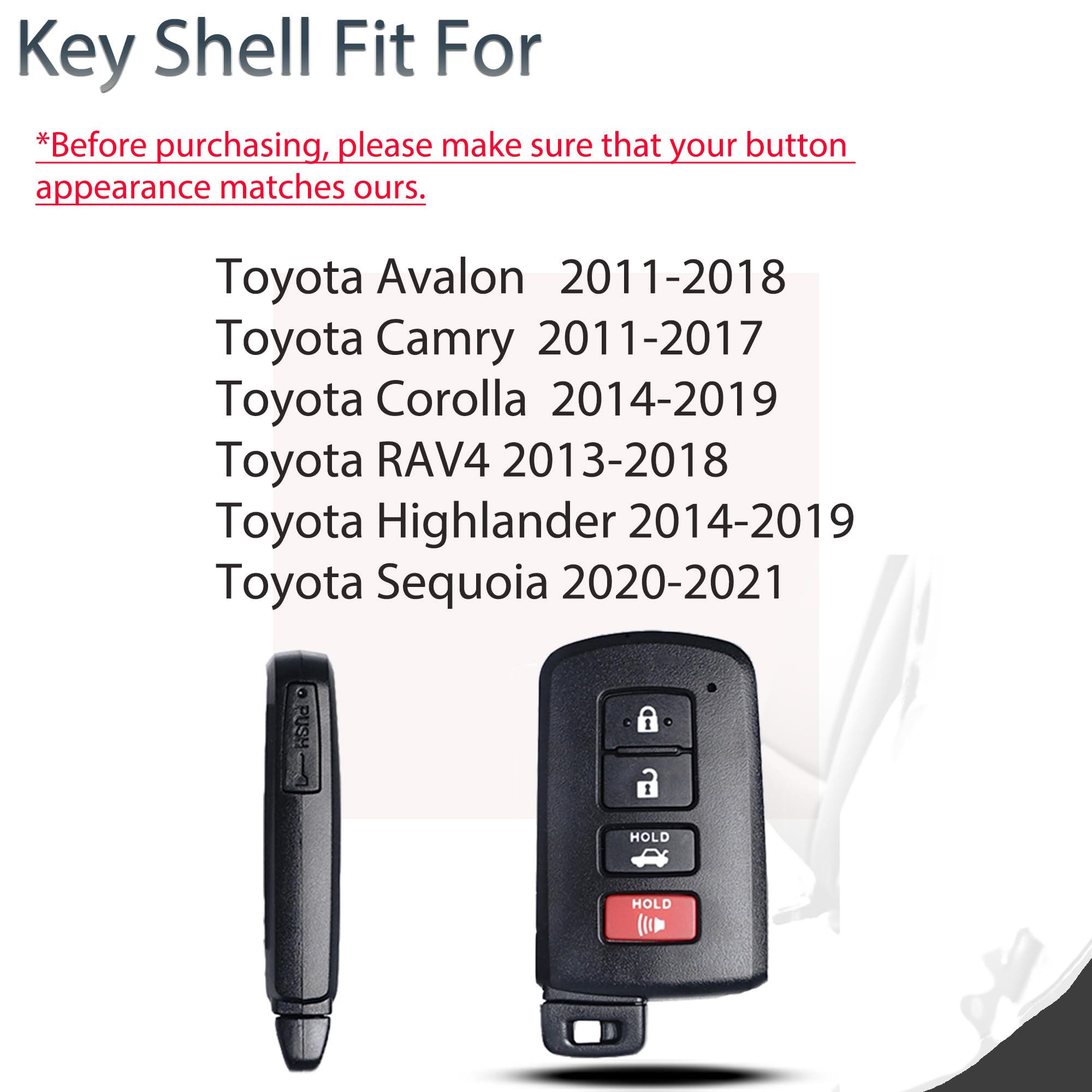 Supaland Key Fob Shell Case Replacement Fits For Toyota Avalon Camry Corolla Rav4 Highlander Sequoia 2011 2012 2013 2014 2015 20