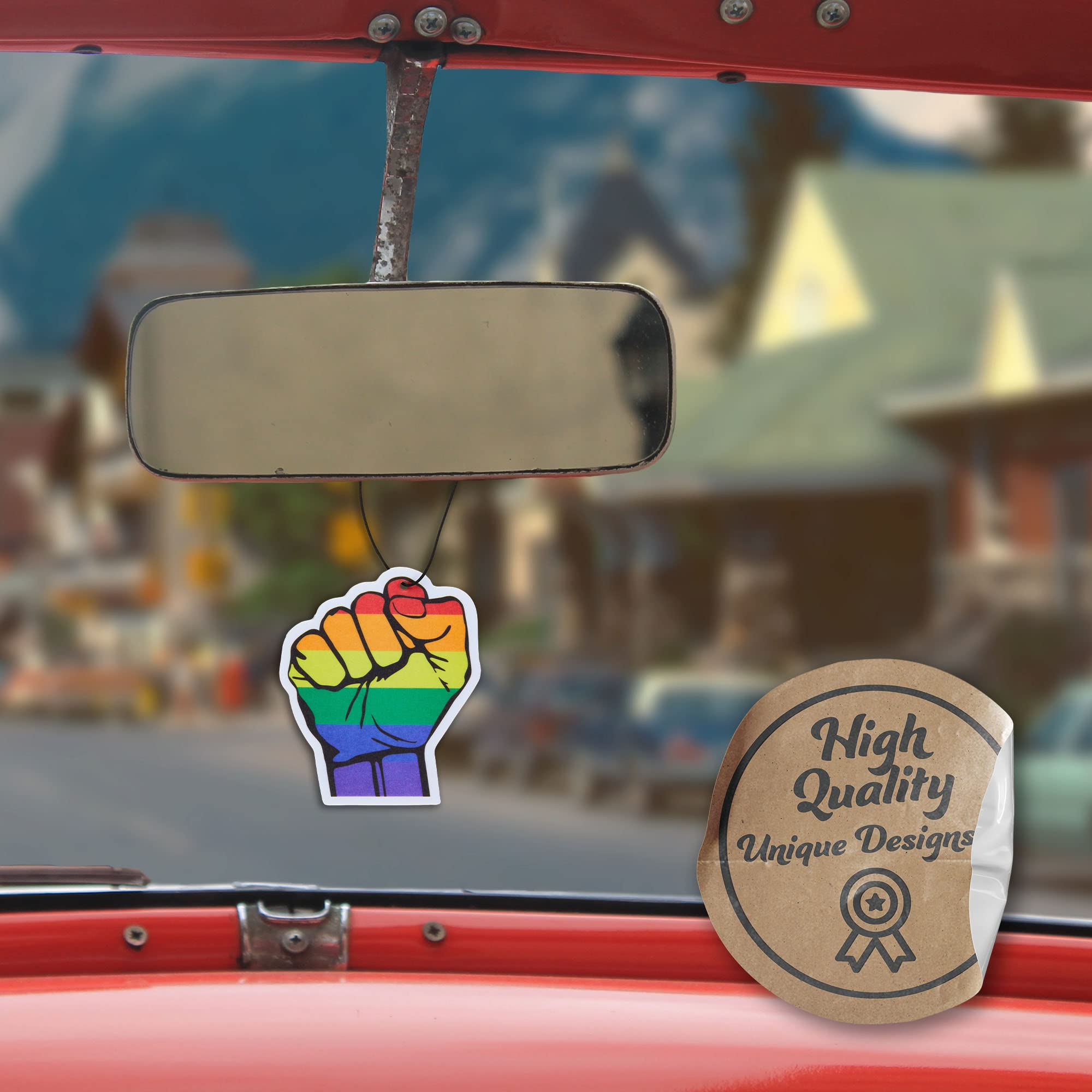 Fresh Fresheners Cute Funny Car Air Fresheners 4-Pack (Pride Power)