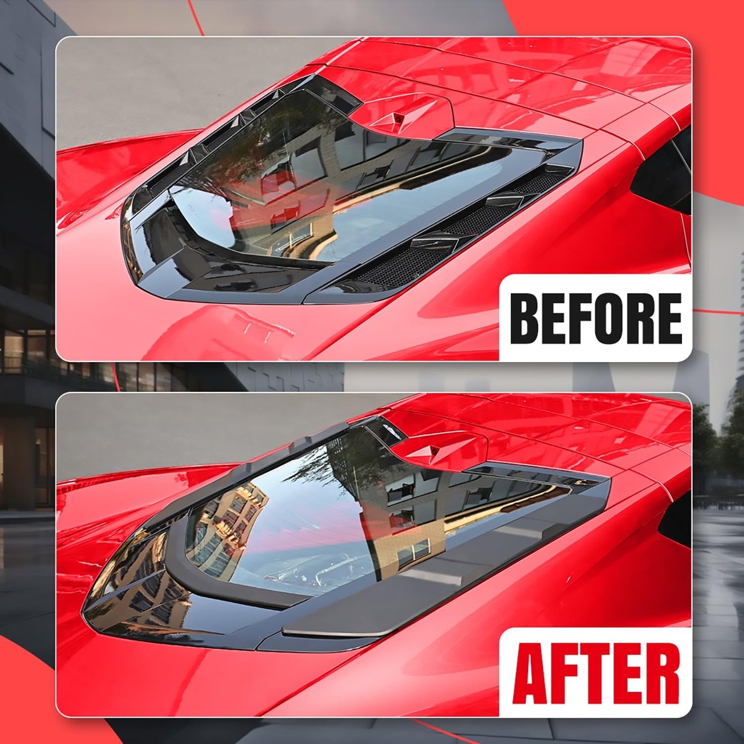 BILLFARO Dry Bay Vent Blocks and Rear Window Spoiler,Rear Hatch Hood Car Wash Covers Engine Bay Air Vent Inserts Protection for