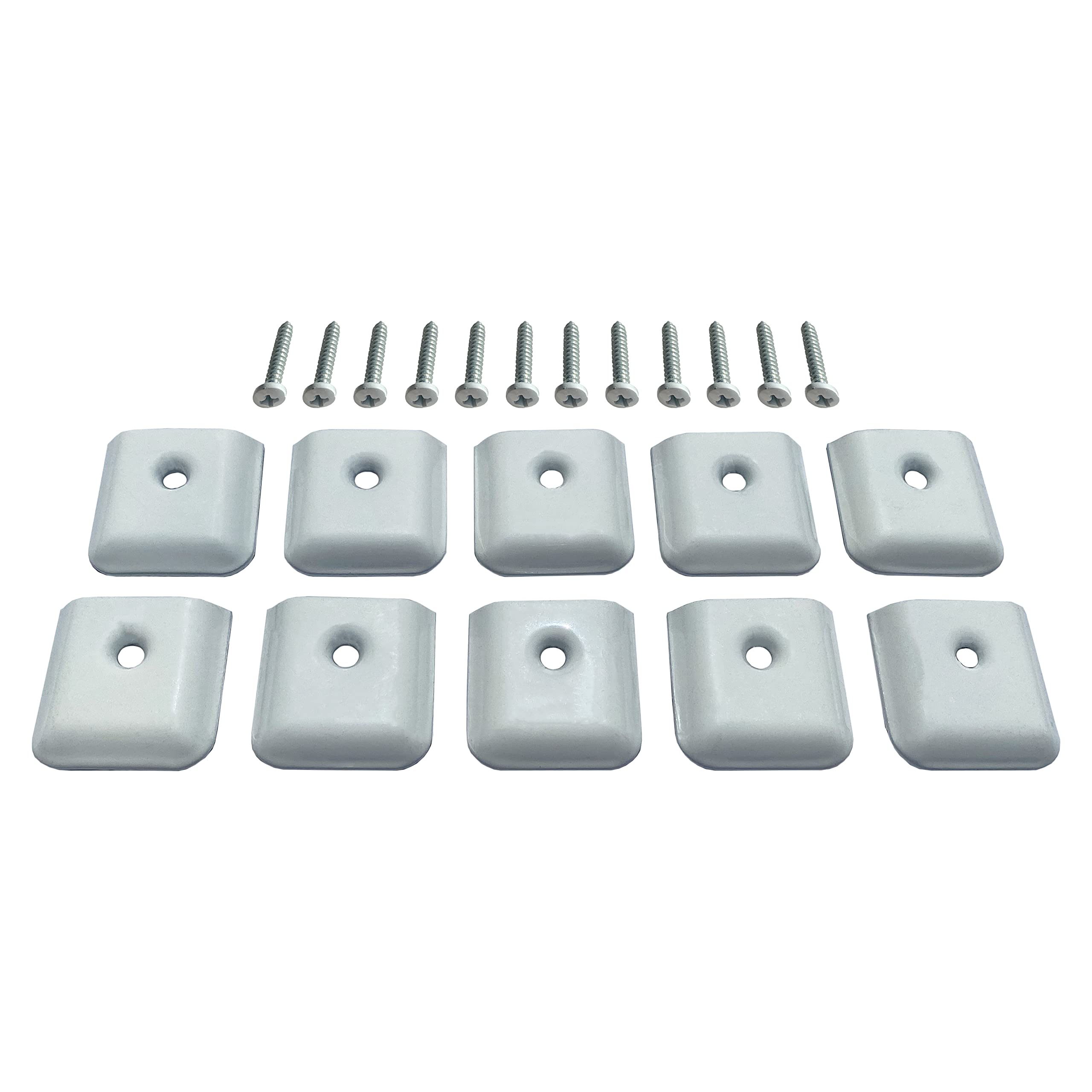 F.S.P 10 Pack RV Camper Trailer Aluminum Extrusion White Flat End Cap for Vinyl Trim Molding 1 with Screws (White)