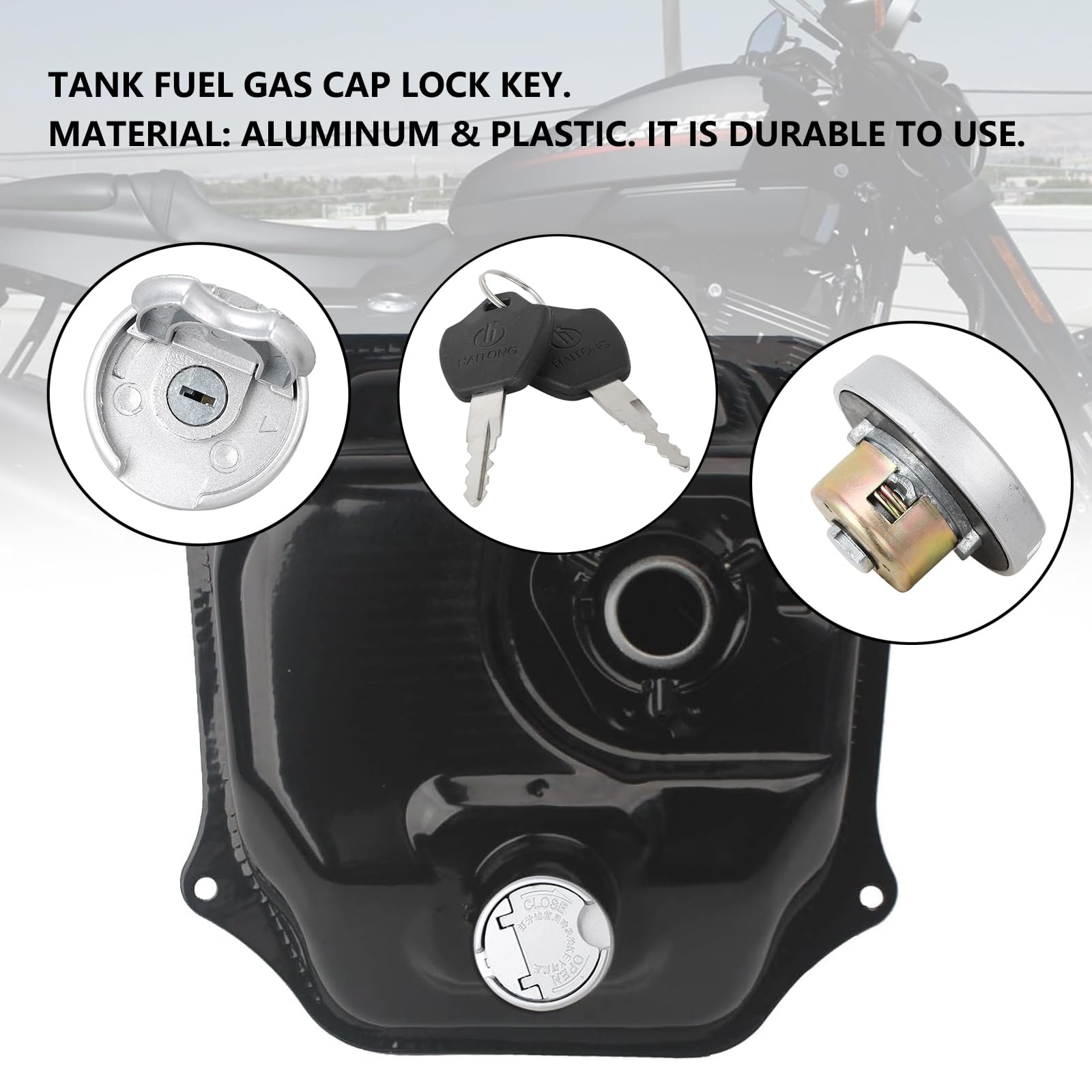 Minho Motorcycle Gas Caps with Switch Lock Made of Alumium Alloy Material,Fuel Tank Cap Fit for Chinese GY6 Scooter Mopeds Taota