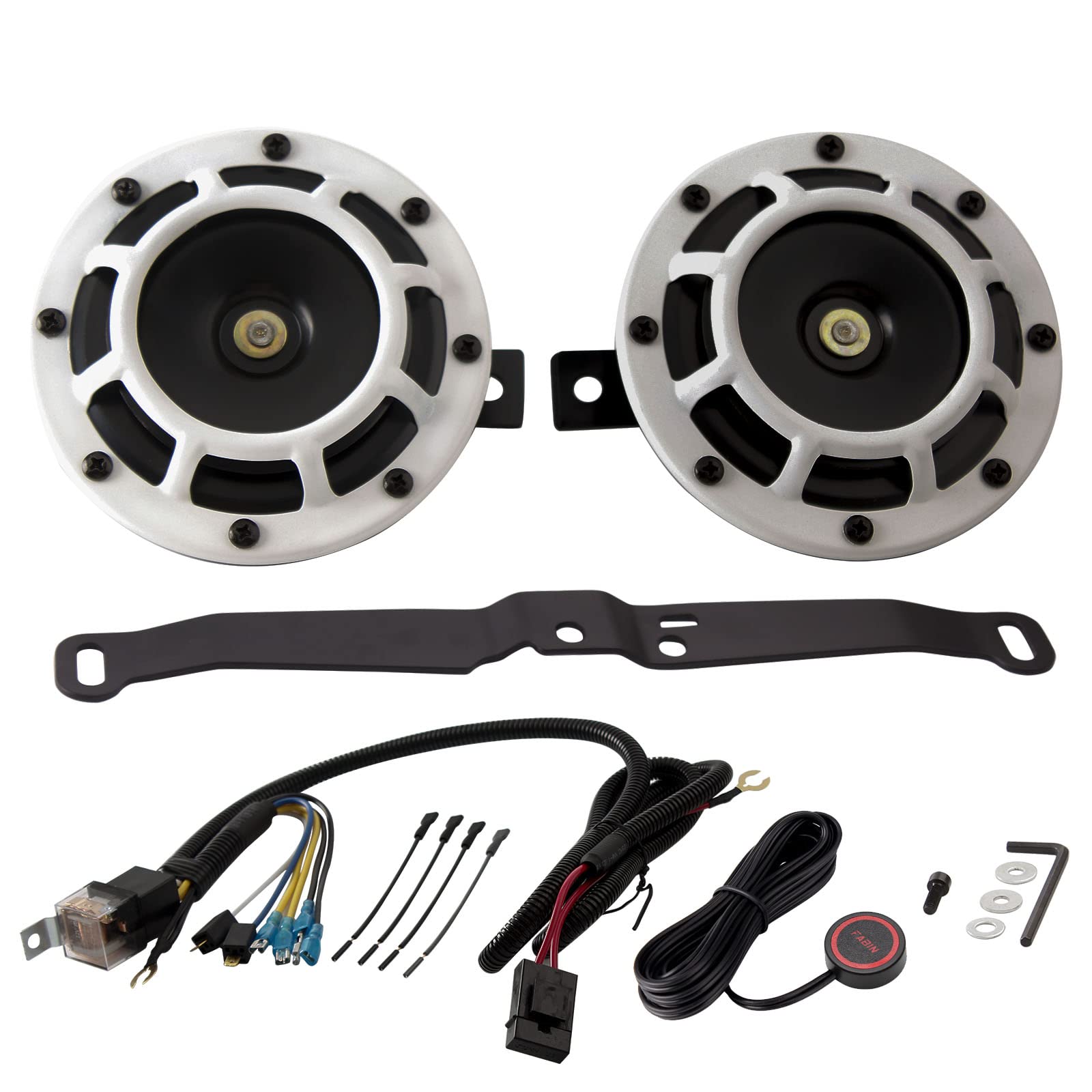 FARBIN Train Horn for Car Metal Twin Horns Kit with Relay Harness and Button Bolt-On Mounting Bracket Compatible with Subaru WRX