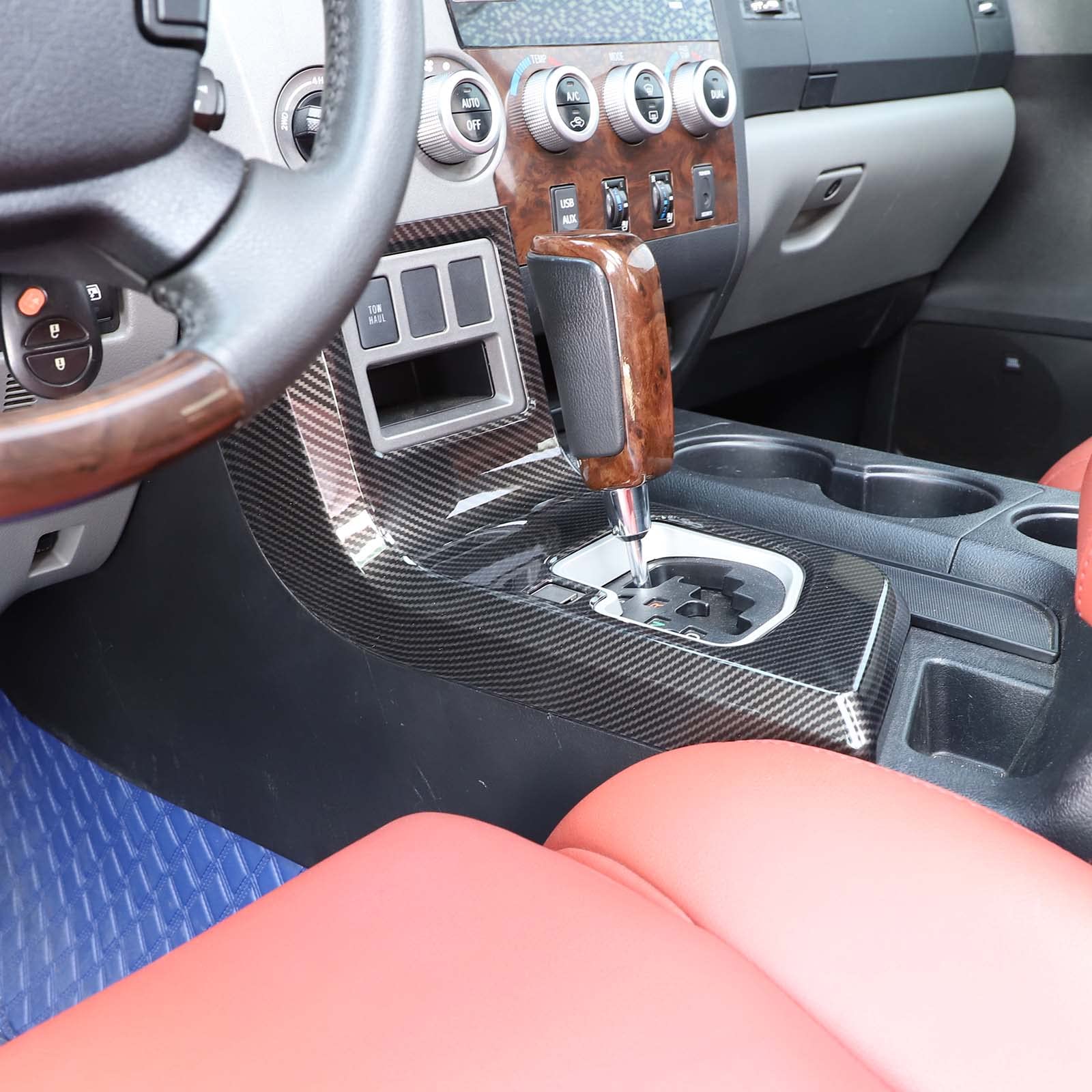 Abs Car Central Control Gear Shift Panel Trim Frame For Toyota Tundra 2007 2008 2009 2010 2011 2012 2013 Car Accessories (Carbon Fiber)