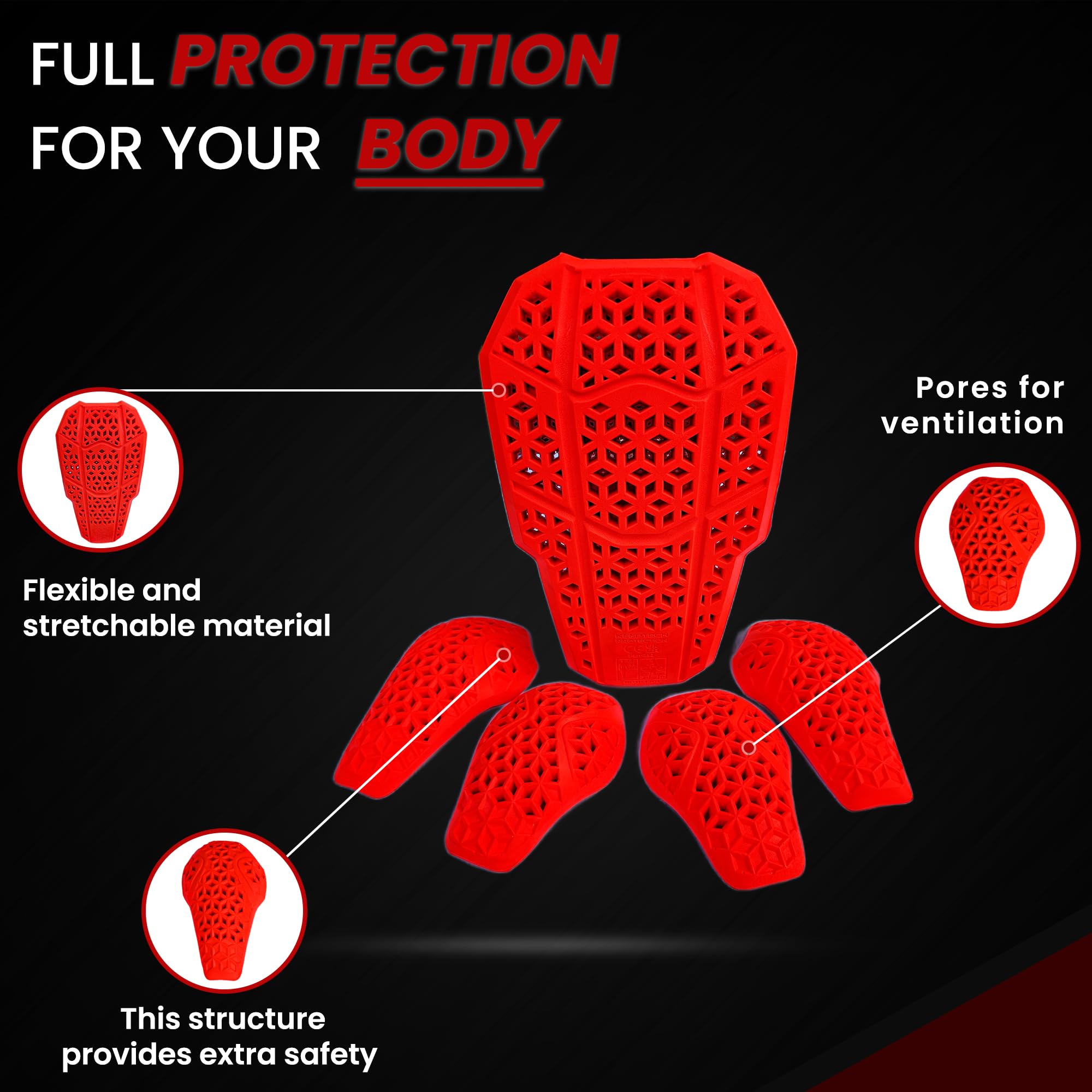 Ce Level 2 Certified Armor Pads, Level 2 Approved Back, Shoulder And Elbows Armor Protector Inserts For Motorcycle Jackets