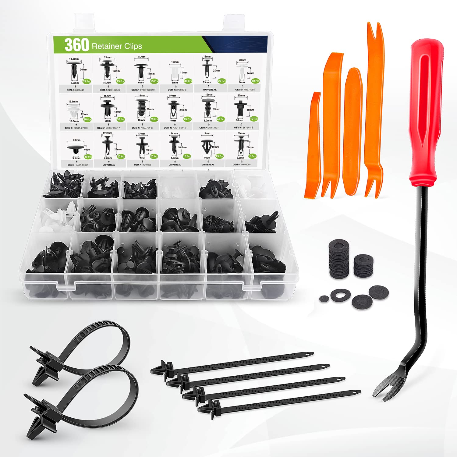 Frokom Car Retainer Clips Kit Nylon Bumper With Fastener Remover-18 Most Popular Sizes Auto Push Pin Rivets Set For Gm Ford Toyota Honda Chrysler-415Pcs