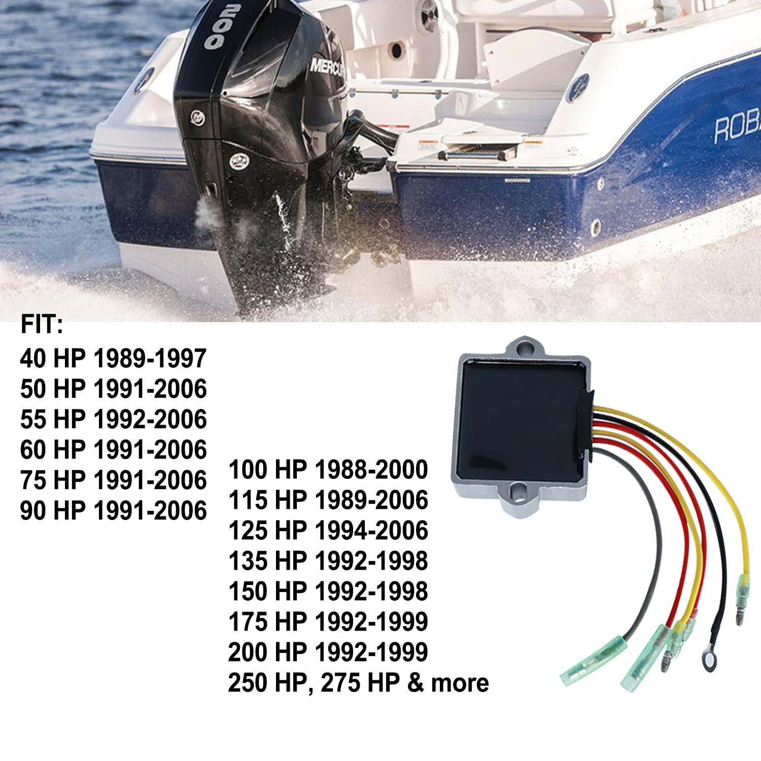 Voltage Regulator 883072T Replacement For Mariner Mercury Outboard Voltage Regulator 815279T 854515 815279 856748 883072 Mercury Rectifier 75-200Hp 1987-2005…