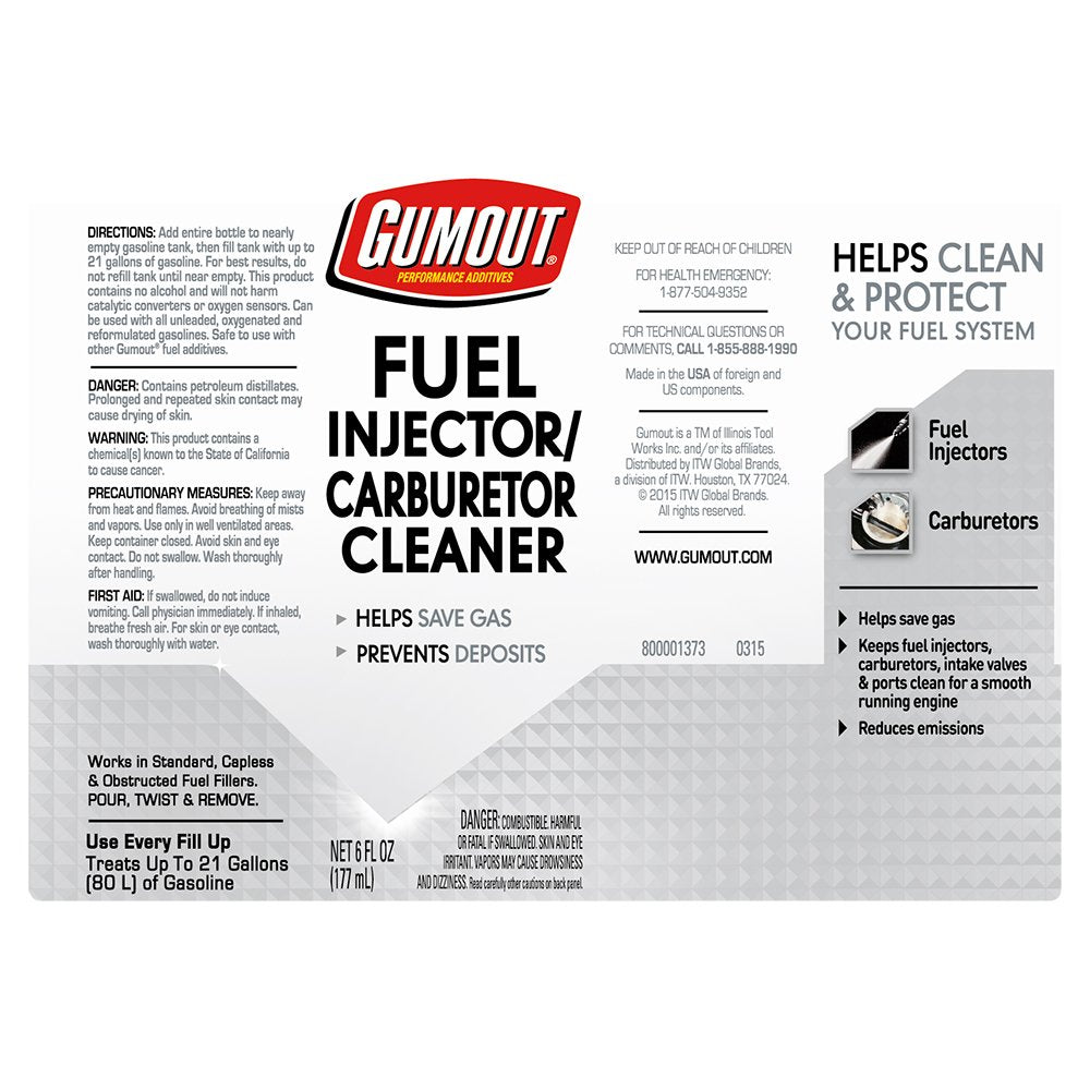 Gumout 510021 Fuel Injector & Carburetor Cleaner
