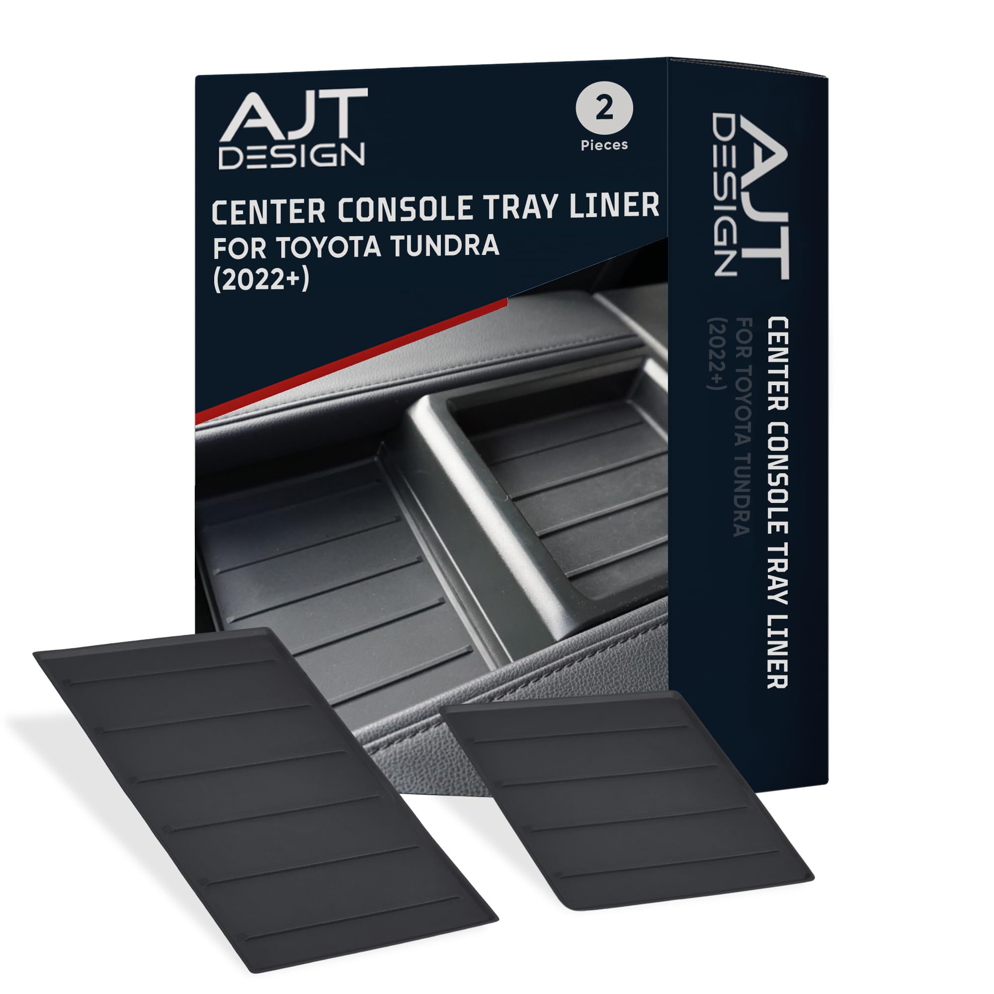 Ajt Design Center Console Tray Liner For Toyota Tundra (2022+) & Sequoia (2023+) | Non-Slip Mat & Anti-Rattle Center Console Org