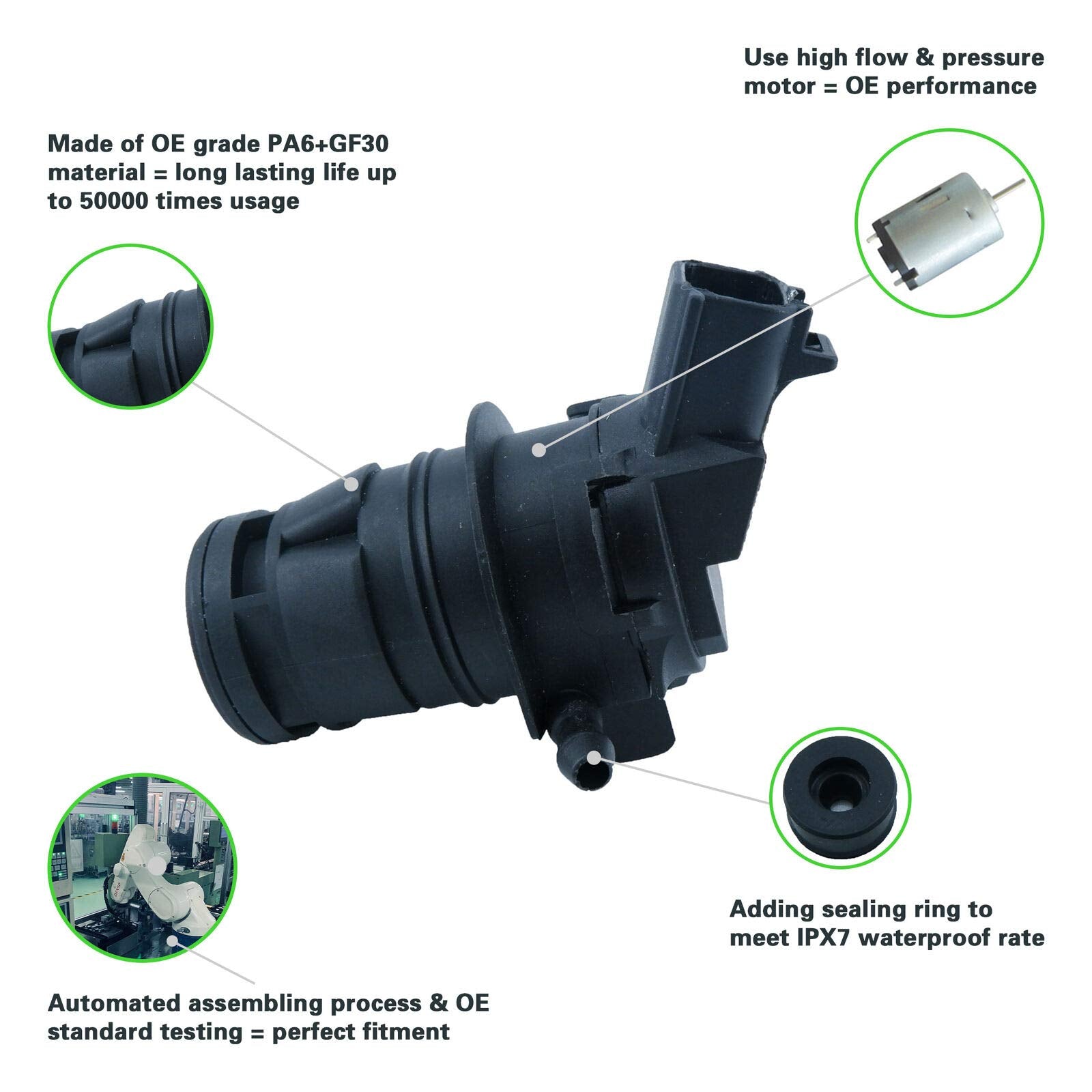 Tostmolt 1Pc 12V Windshield Washer Fluid Pump Motor W/Grommet For Prius Camry Corolla Tacoma Tundra Highlander Sienna Yaris Xb Xd Tc Iq Cx9 Cx7 5 3 6 Accord Civic Rx Rc Es Lx Gs Hs Ct Ls Is Gx & Multi