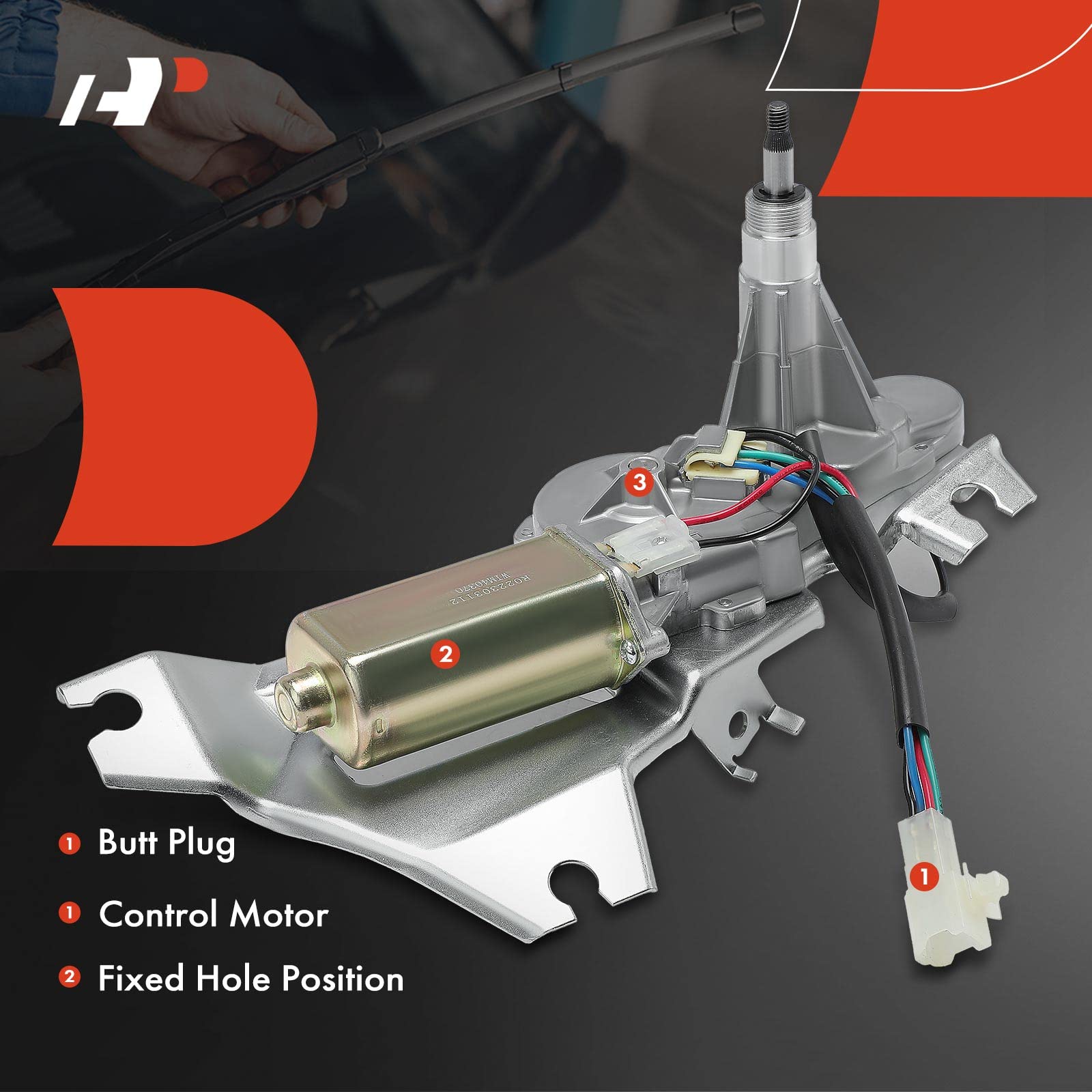 A-Premium Rear Windshield Wiper Motor Compatible With Honda Odyssey 2005 2006 2007 2008 2009 2010, Mini Passenger Van, 4-Pin, Replace# 76710Shja01, 76710Shja02