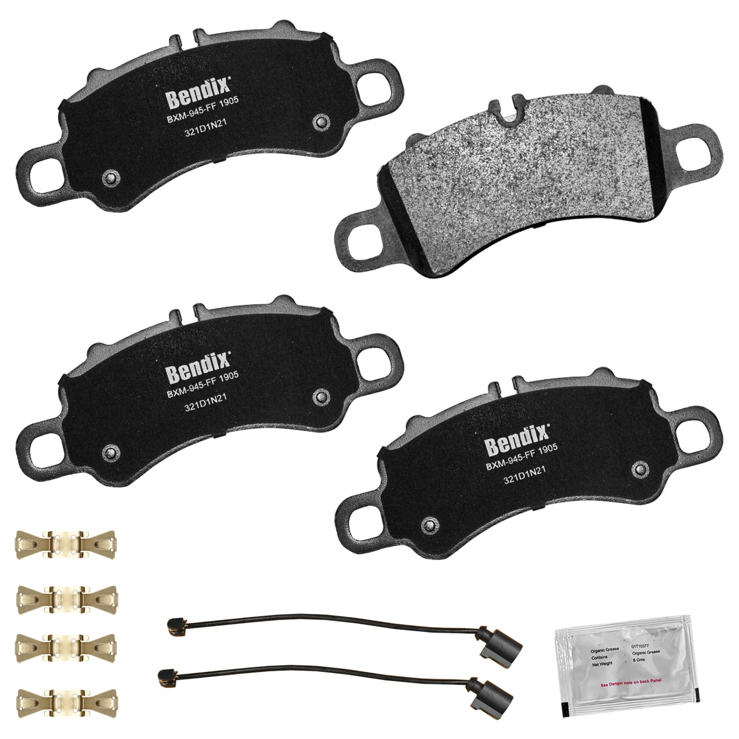 Bendix Priority1 Cfm1905 Semi-Metallic Front Brake Pads For Porsche 718 Boxster 2021-2018, 718 Cayman 2021-2018, 911 2021-2017