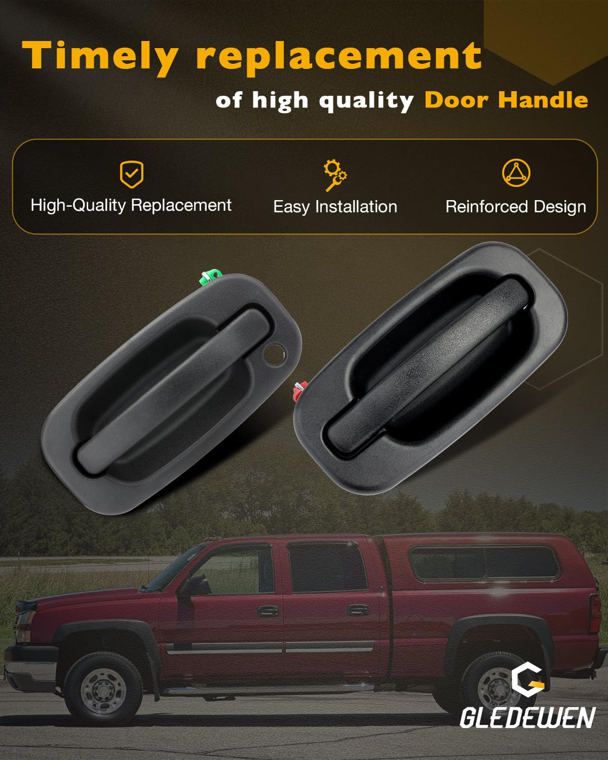 Outside Door Handles (Pair), W/Lock Cylinder & Keys, Compatible With 1999-2007 Chevy Silverado Suburban Tahoe Avalanche Gmc Sier