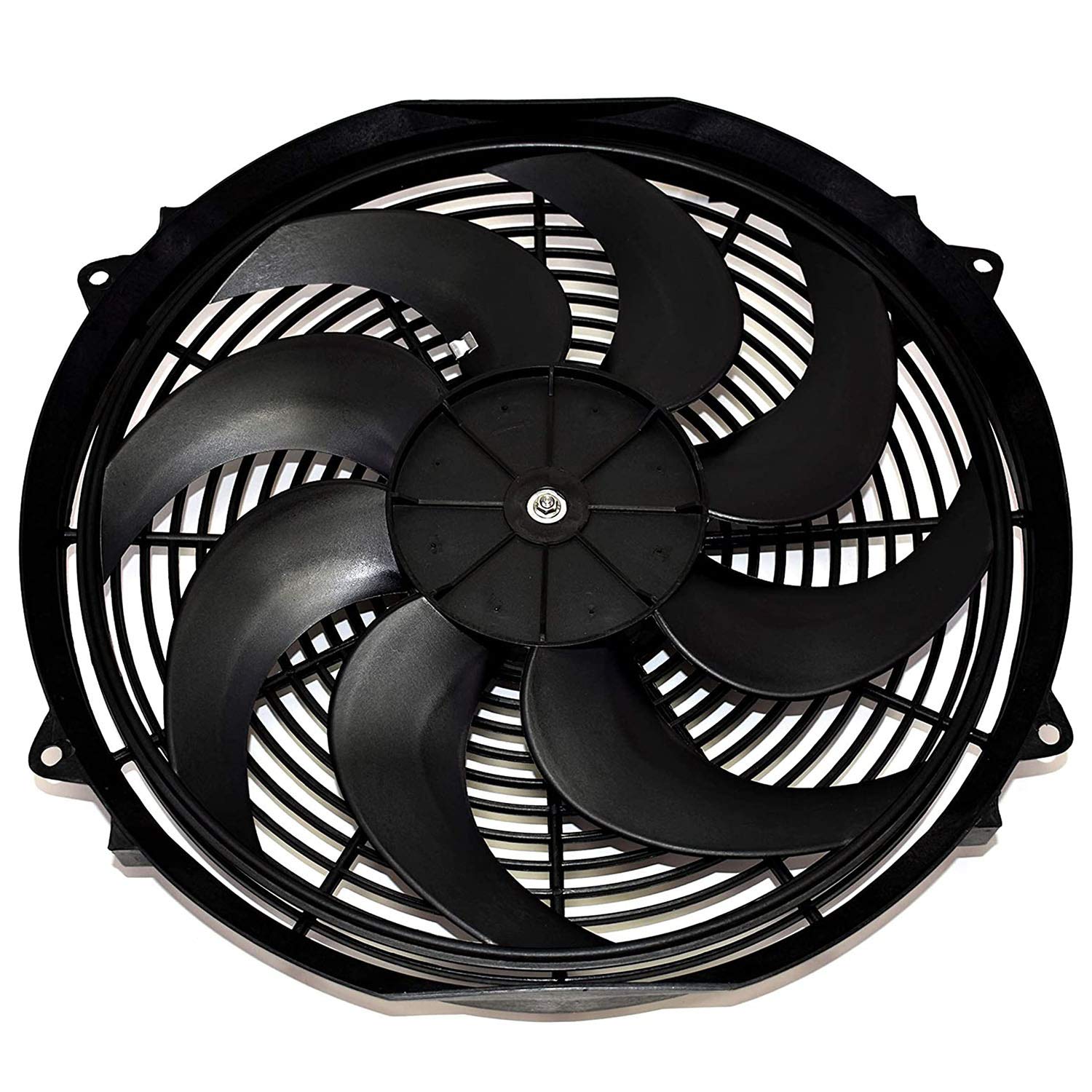 A-Team Universal High Performance Radiator Electric Cooling Fan Assembly Kit - 16' Size - Heavy Duty - 3000 Cfm Capacity - 12 Volts - 8 Blade Design - Perfect For Turbo Applications - Black