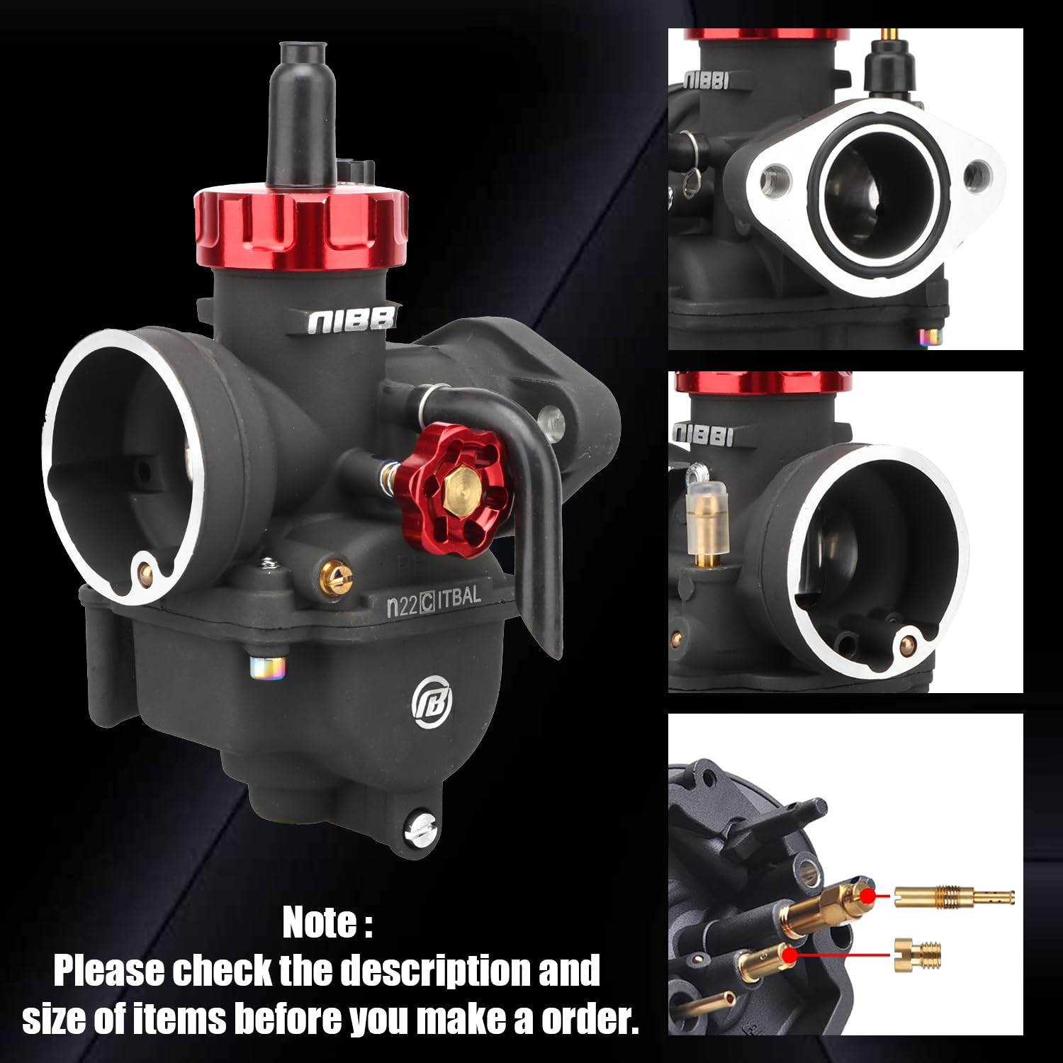 Nibbi Pe22Fl Carburetor, 22Mm Carburetor Fit 110Cc 125Cc 130Cc Flange Motorcycle Engine With Carb Jets - For Dirt Pit Bike Mini