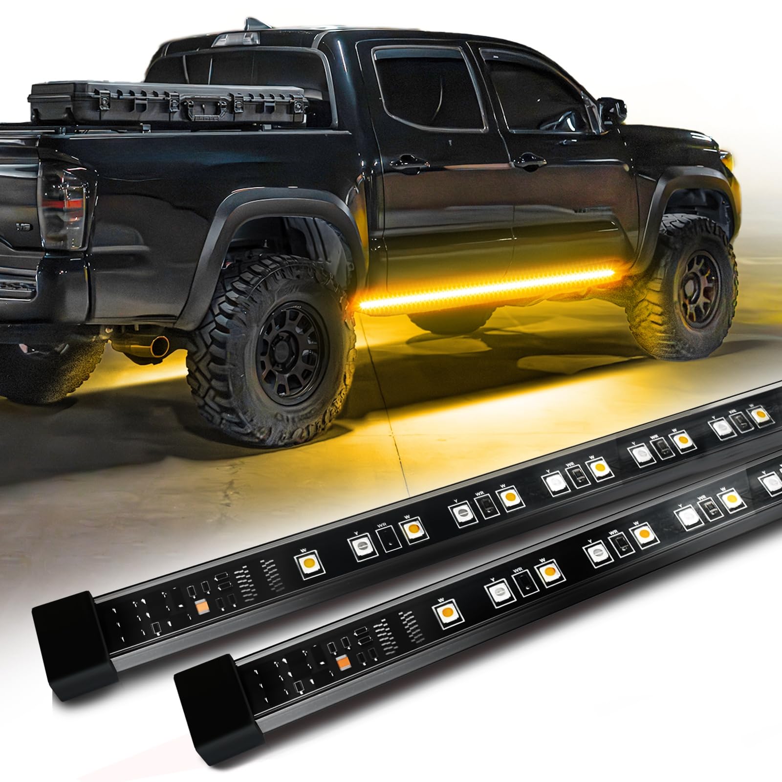 Opt7 Sidekick 86 '' Running Board Lights 2Pcs Led Strips W/Sequential Amber Turn Signal, Drl, White Courtesy Light For Extended