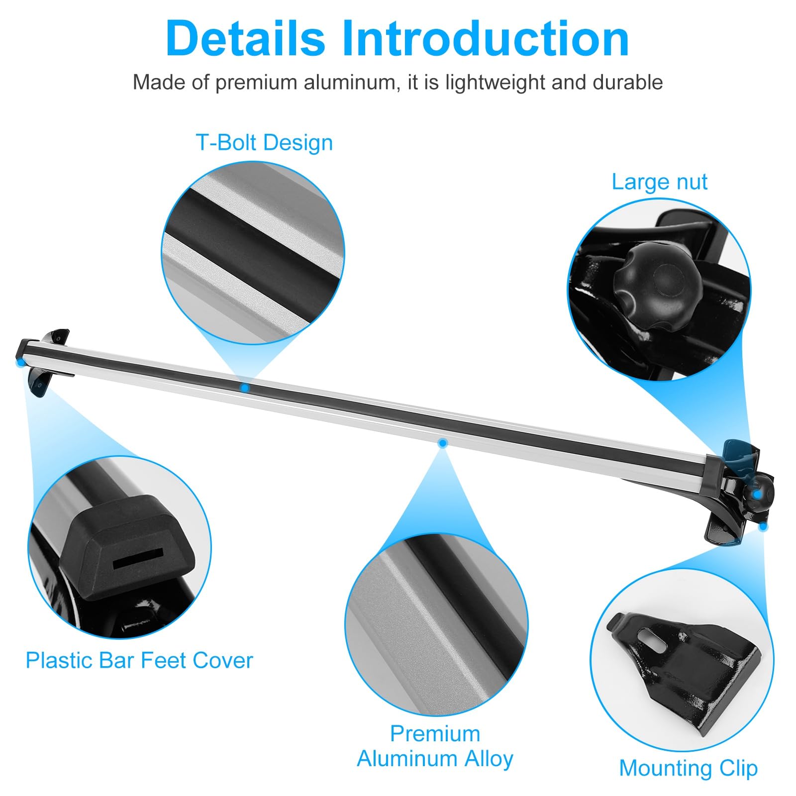 KOCASO 43" Universal Car Roof Rack, Aluminum Cross Bars, Anti-Theft Lock, 165LBS Load Capacity, Model J1995, Black