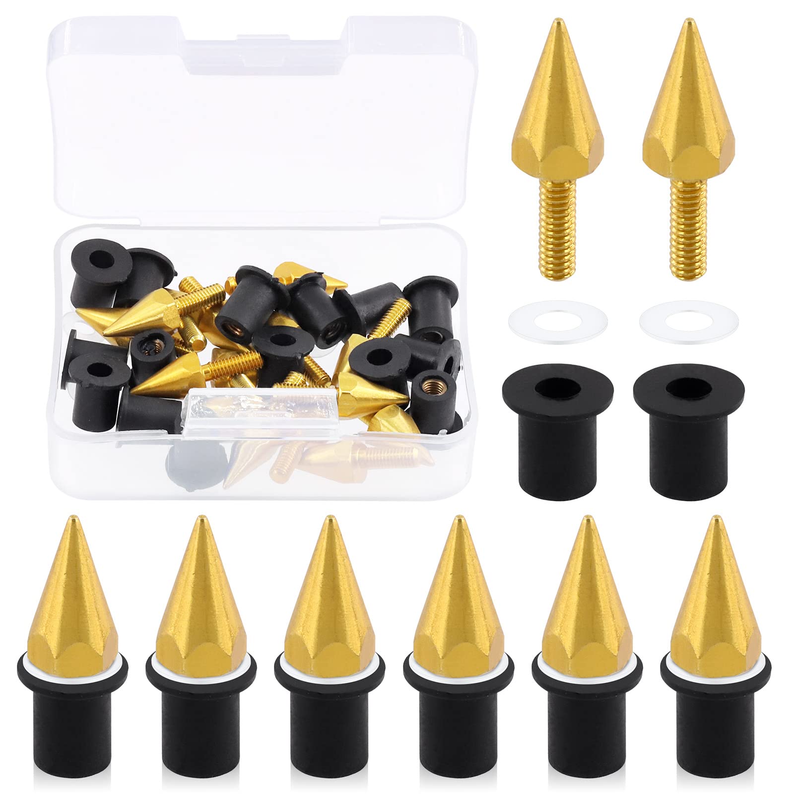 Swpeet 15Pcs Windshield Screws Aluminum Spike Motorcycle Windscreen Bolts Kit, Motorcycle Spike Bolt Screw Short Impaler Compatible With Most Motorcycle Modification Accessorie (Gold)