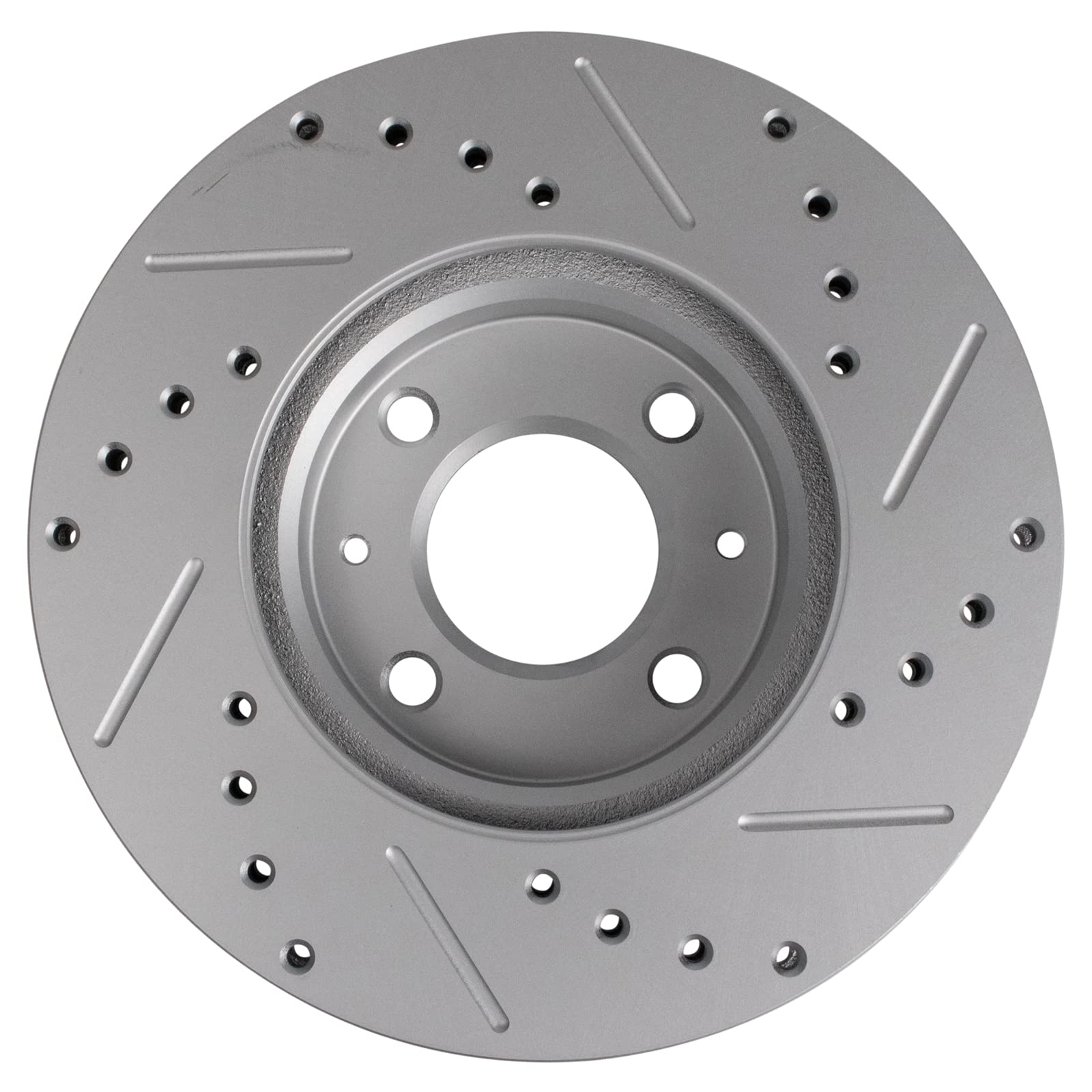 Trq Front Performance Brake Rotors Set Premium G-Coated Cross Drilled & Slotted Compatible With 2006-2011 Hyundai Accent Kia Rio