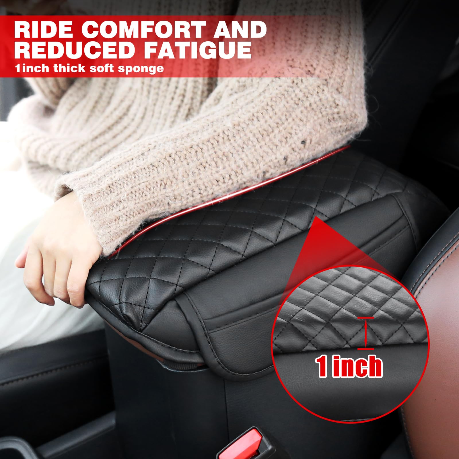 Mabett Center Console Armrest Cover For Ford Maverick, Console Protector Fit Maverick Accessories 2022 2023 2024 2025, Prevebt Pets Scratches, With Side Pockets (Black)