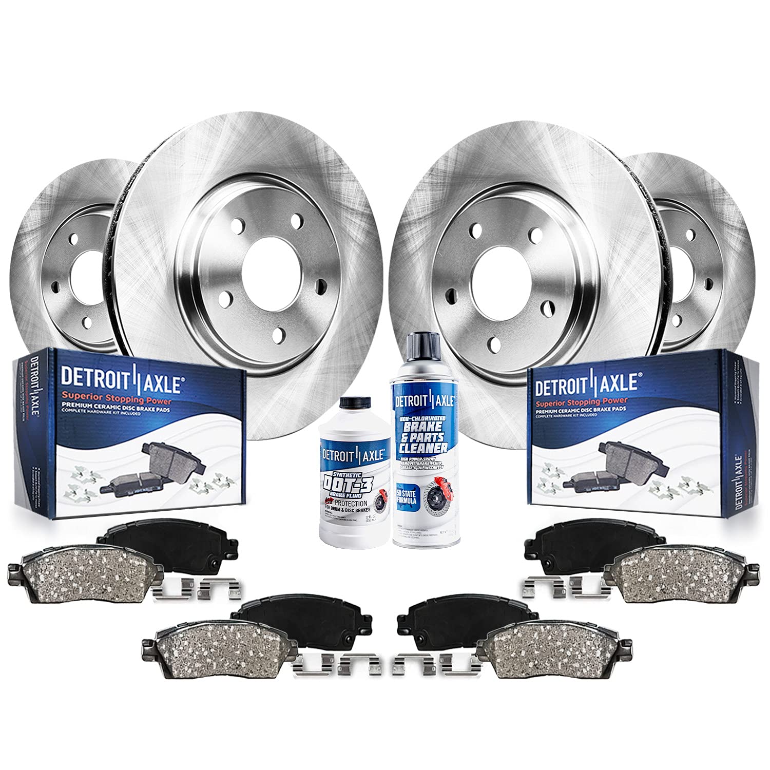 Detroit Axle - Brake Kit for 2006-2009 Land Rover Range Rover Sport [Super Charged] Disc Brake Rotors Ceramic Brakes Pads w/Hard