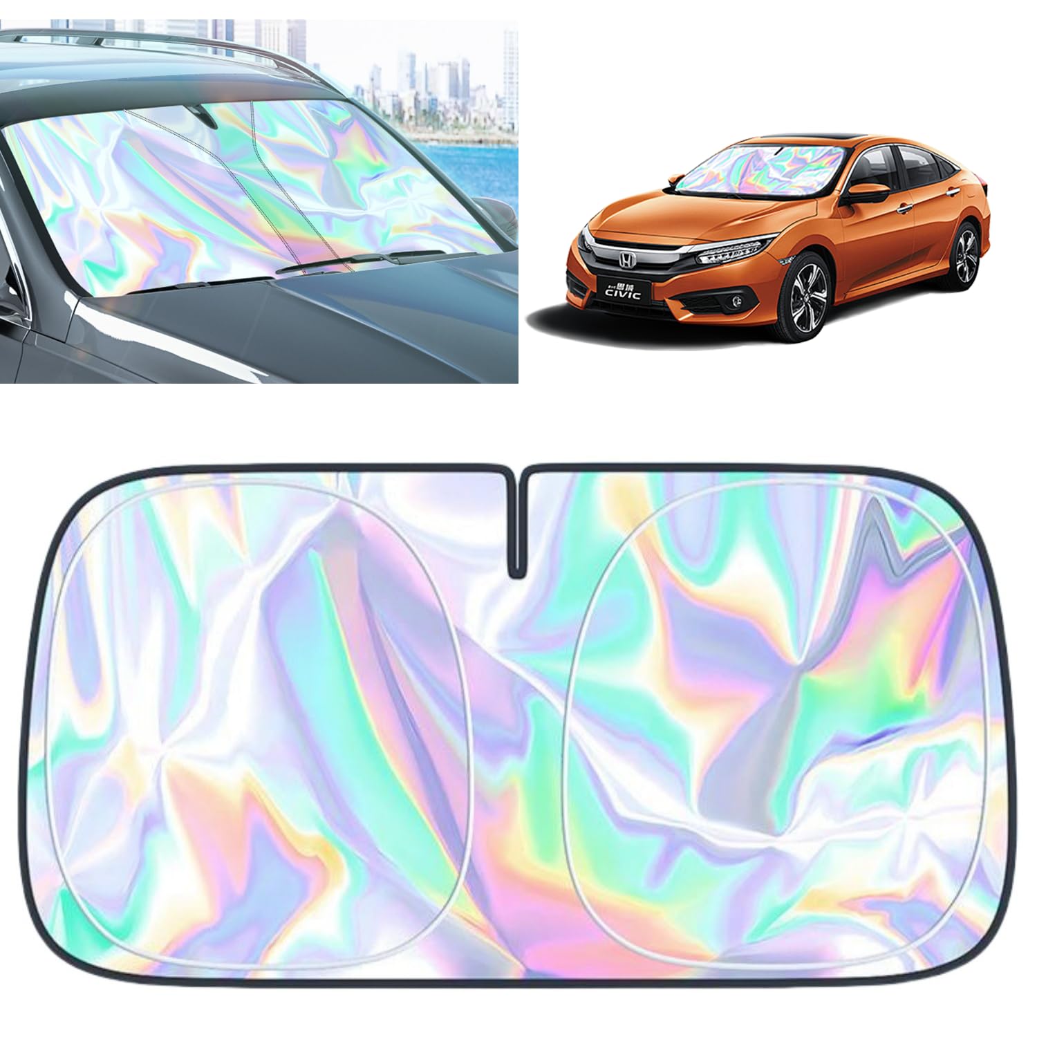 for Honda Civic Windshield Sun Shade - Foldable Windshield Cover Sun Shade Civic 2007-2025 Accessories Protect Car from Sun Rays