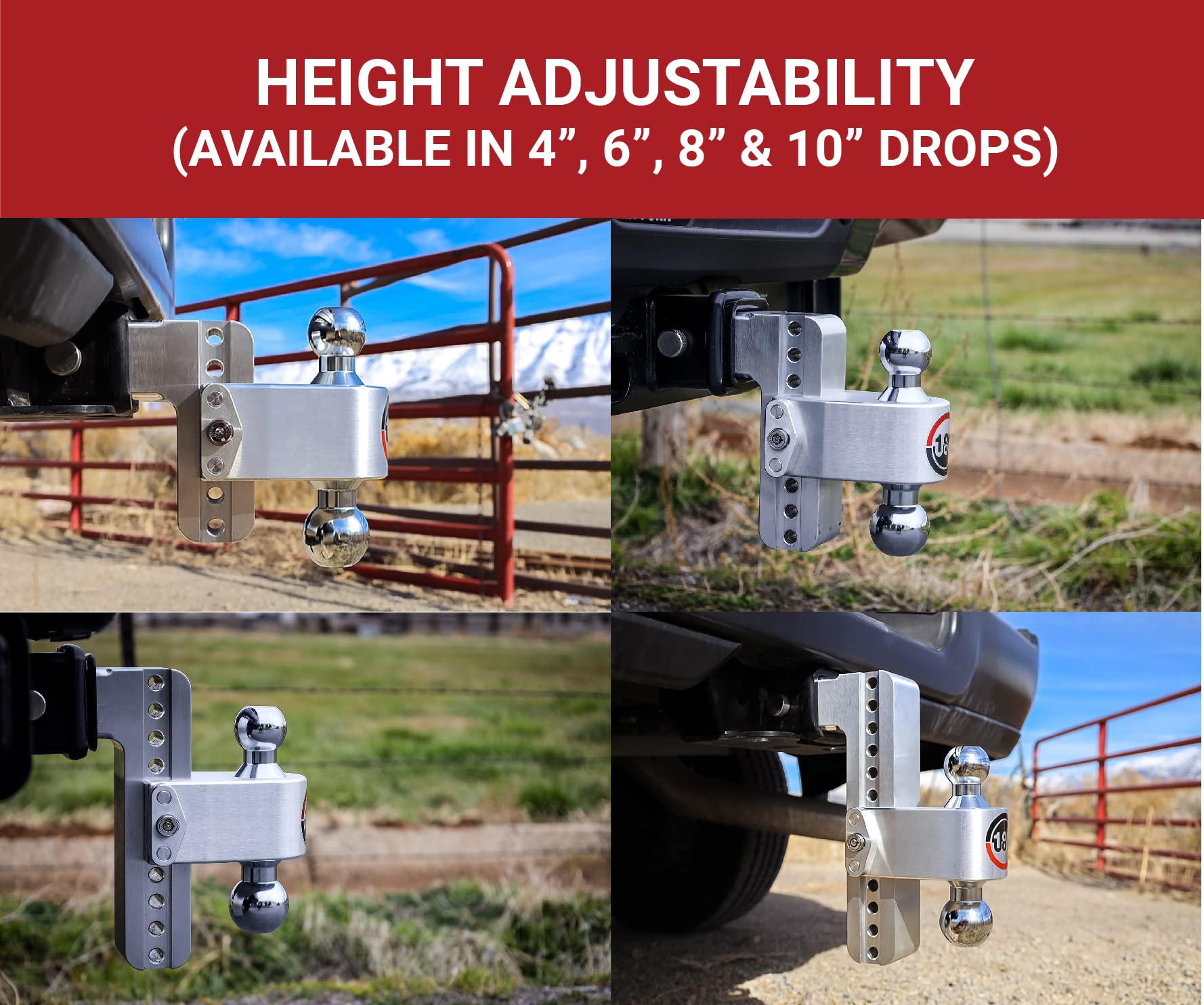 Weigh Safe Adjustable Trailer Hitch Ball Mount, 6 Adjustable Drop Hitch For 2.5 Receiver W/ 2 Pc Keyed Alike Lock Set, Heavy Duty Aluminum Trailer Tow Hitch W/Chrome Plated Tow Balls, 18,500 Gtw