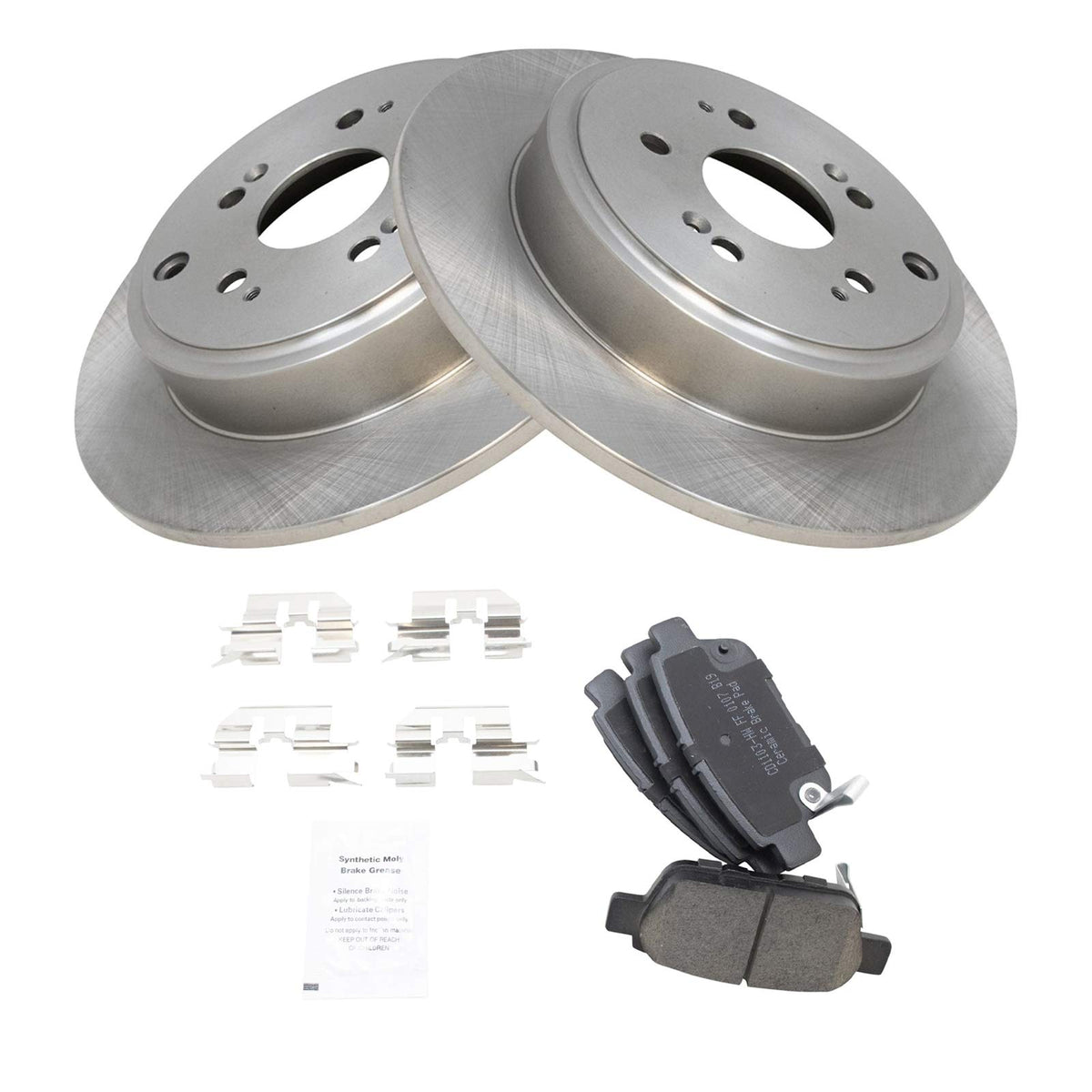 Trq Rear Brake Pad & Rotor Kit Brake Pads Brake Rotor Ceramic Compatible With 2006-2014 Honda Ridgeline