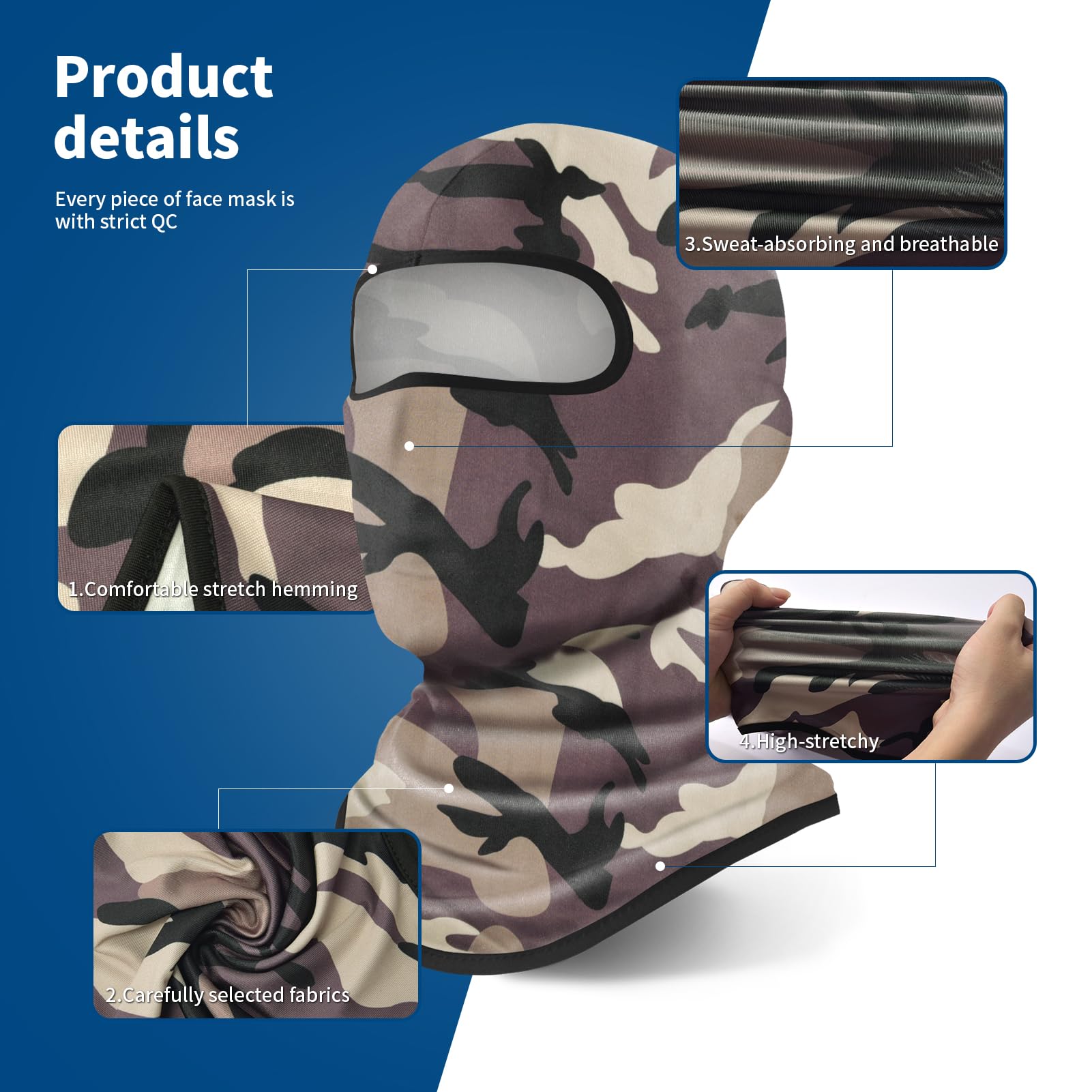 Yeslife Brown Ski Mask, Balaclava Face Mask For Men And Women, Skiing, Snowboarding, Motorcycle, Uv Protection & Wind Protection