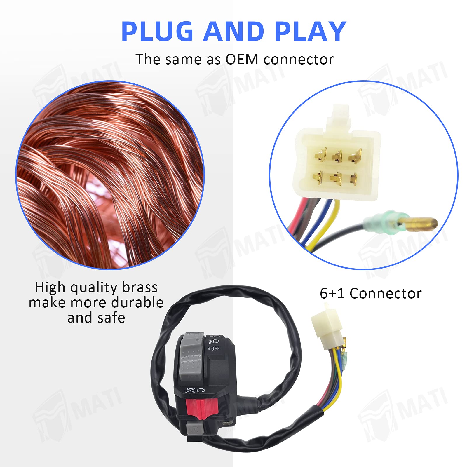 Left Handlebar Control Engine Start Run Off Headlight Switch For Yamaha Wolverine 350 Yfm350F Big Bear 350 Yfm350F/U Kodiak 400 4Wd Yfm400F Warrior 350 Yfm350X Grizzly 600 Yfm600F Moto-4 Yfm350E