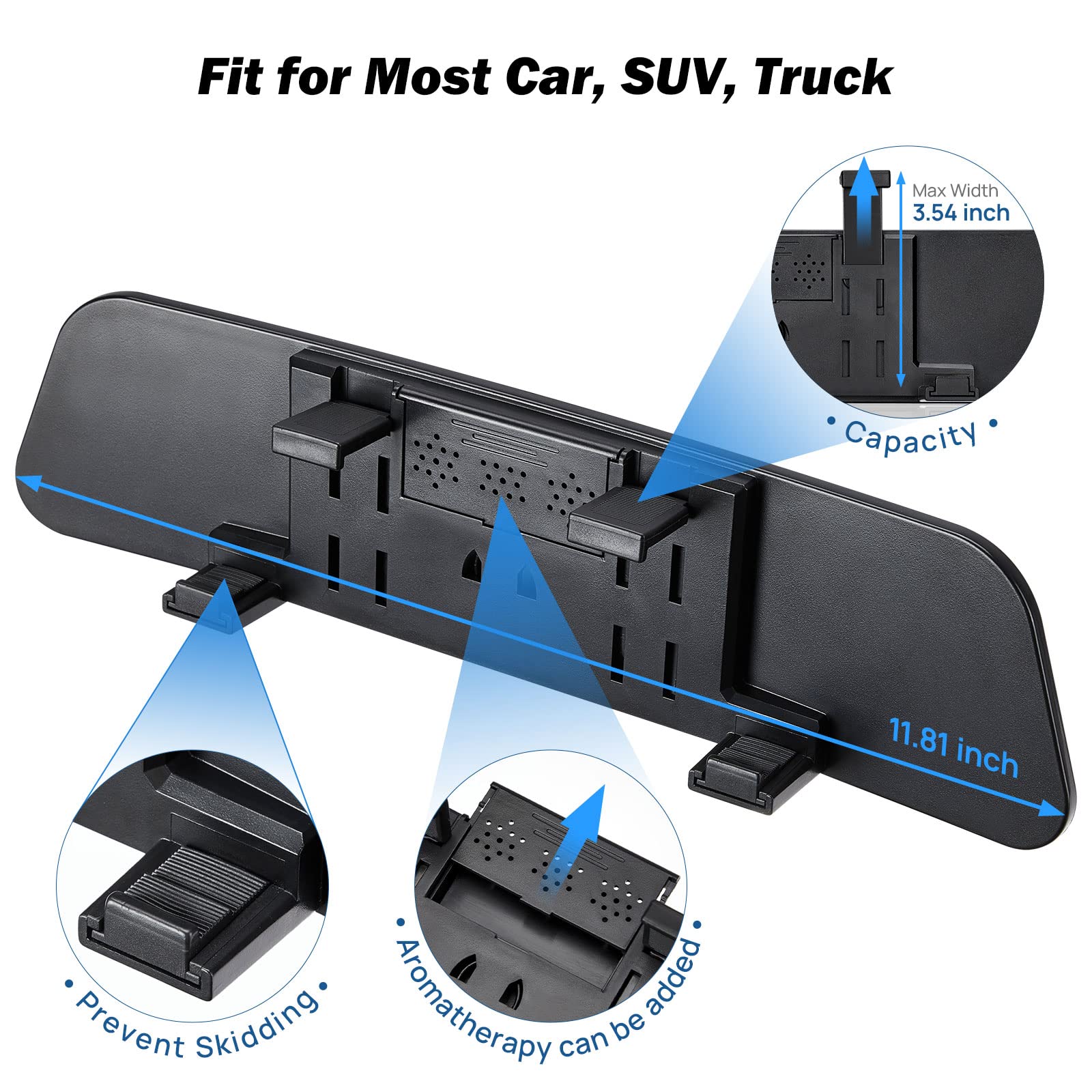 Joytutus Panoramic Anti-Glare Rear View Mirror, Wide Angle Convex Effectively Reduces Blind Spot, Universal Car Suv Trucks (Blue