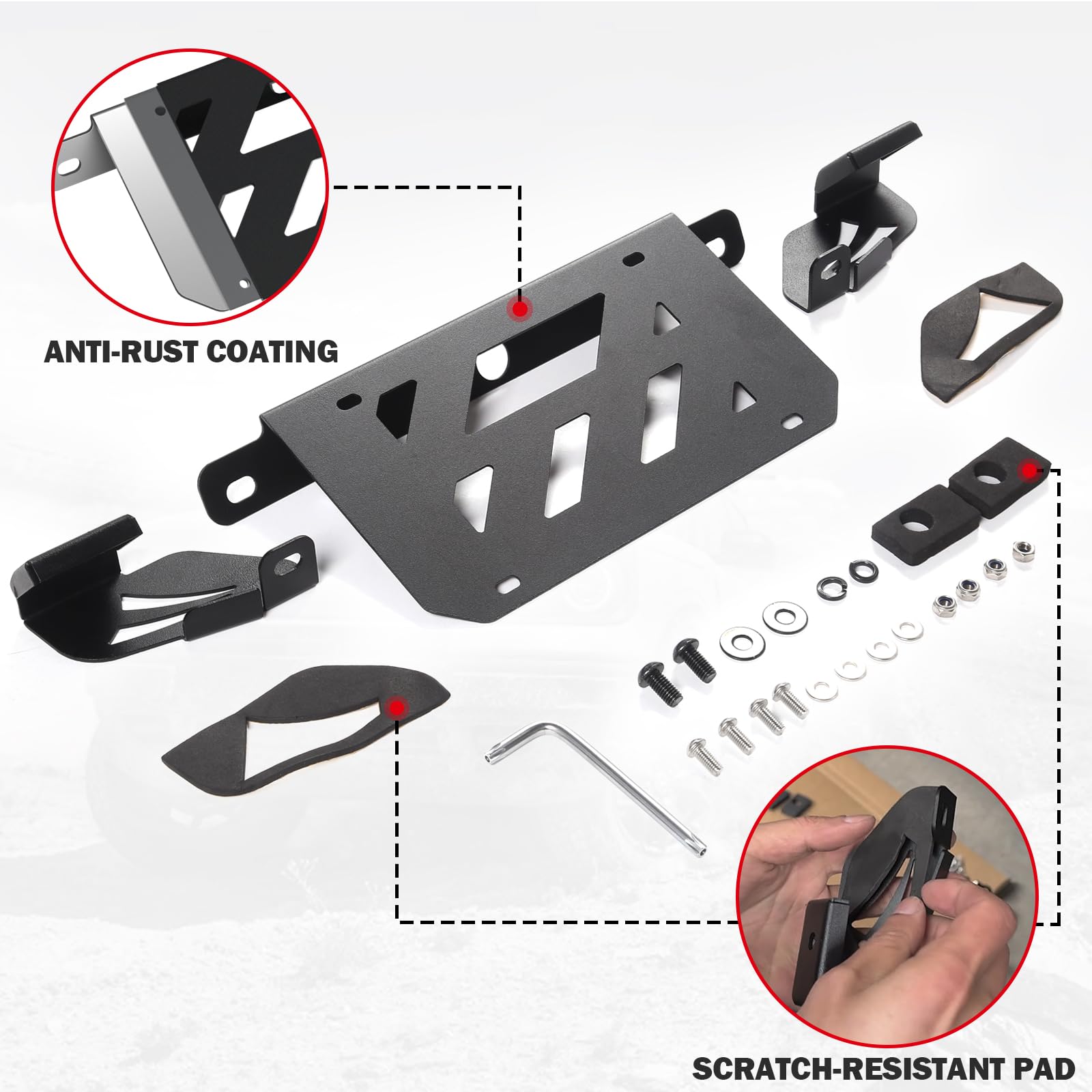 Mabett License Plate Bracket For Ford Bronco 2024 2023 2022 2021 2/4-Door, No-Drilling License Plate Frame For Standard Plastic