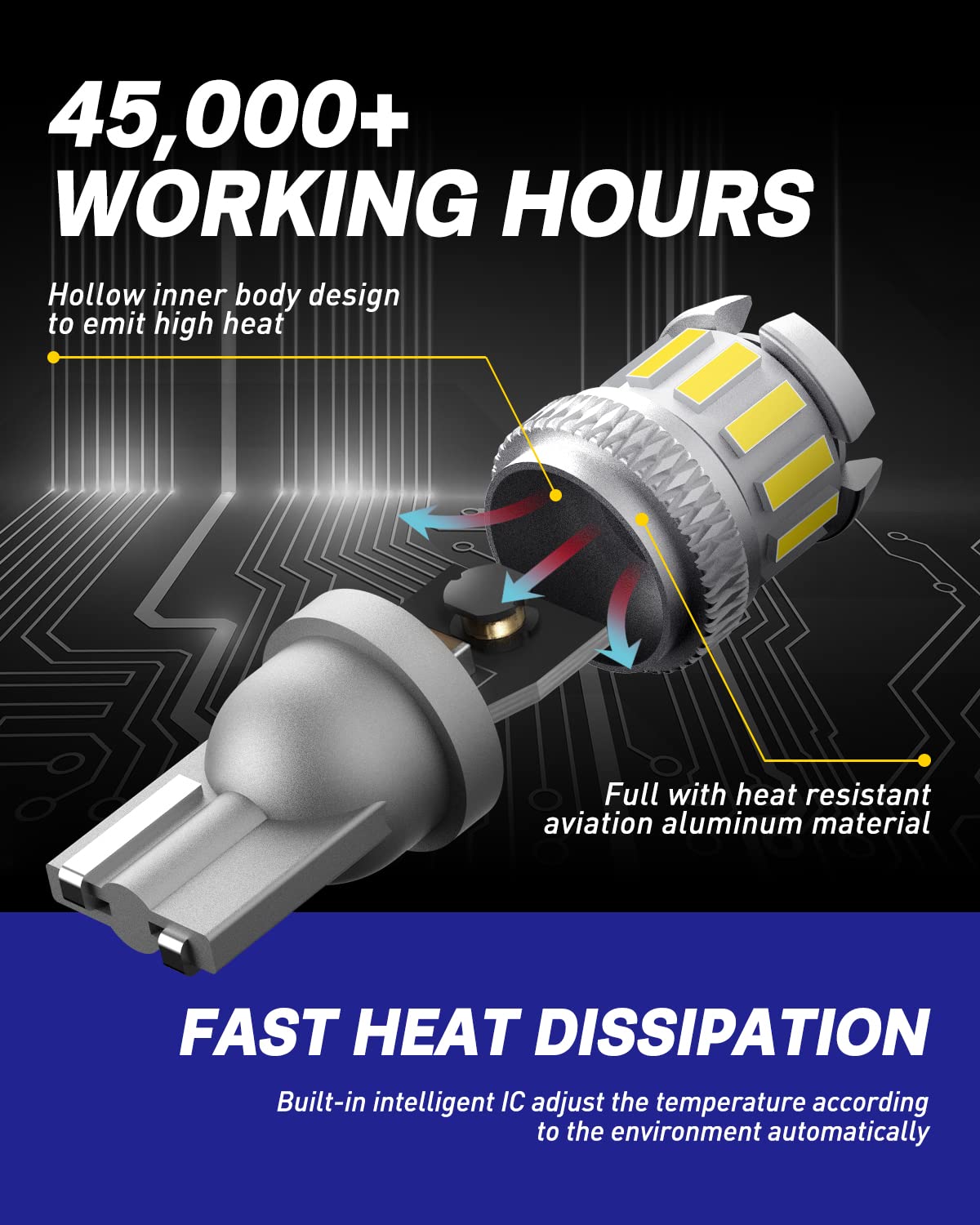 Autoone 194 Led License Plate Light 300% High Brightness T10 168 2825 W5W Bulbs For Dome Map Door Courtesy Interior Car 6500K Wh