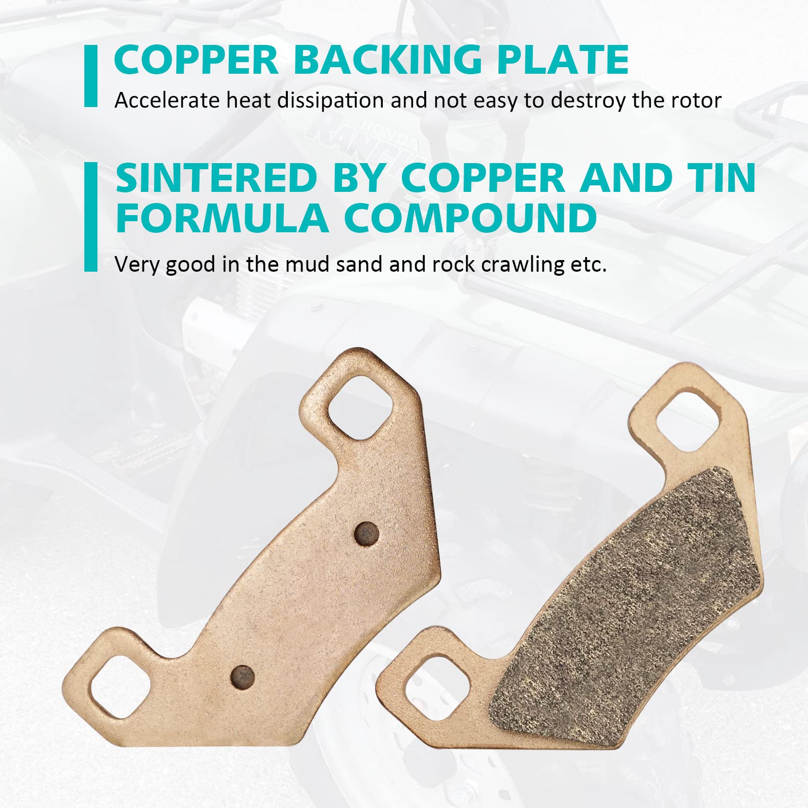 M Mati Sintered Brake Pads For For Honda Fourtrax 300 Rancher 350 Foreman 400 450 Rubicon 500 Rincon 650 Trx 300 350 400 450 500 650 Front Rear Brake Pads (2 Set)