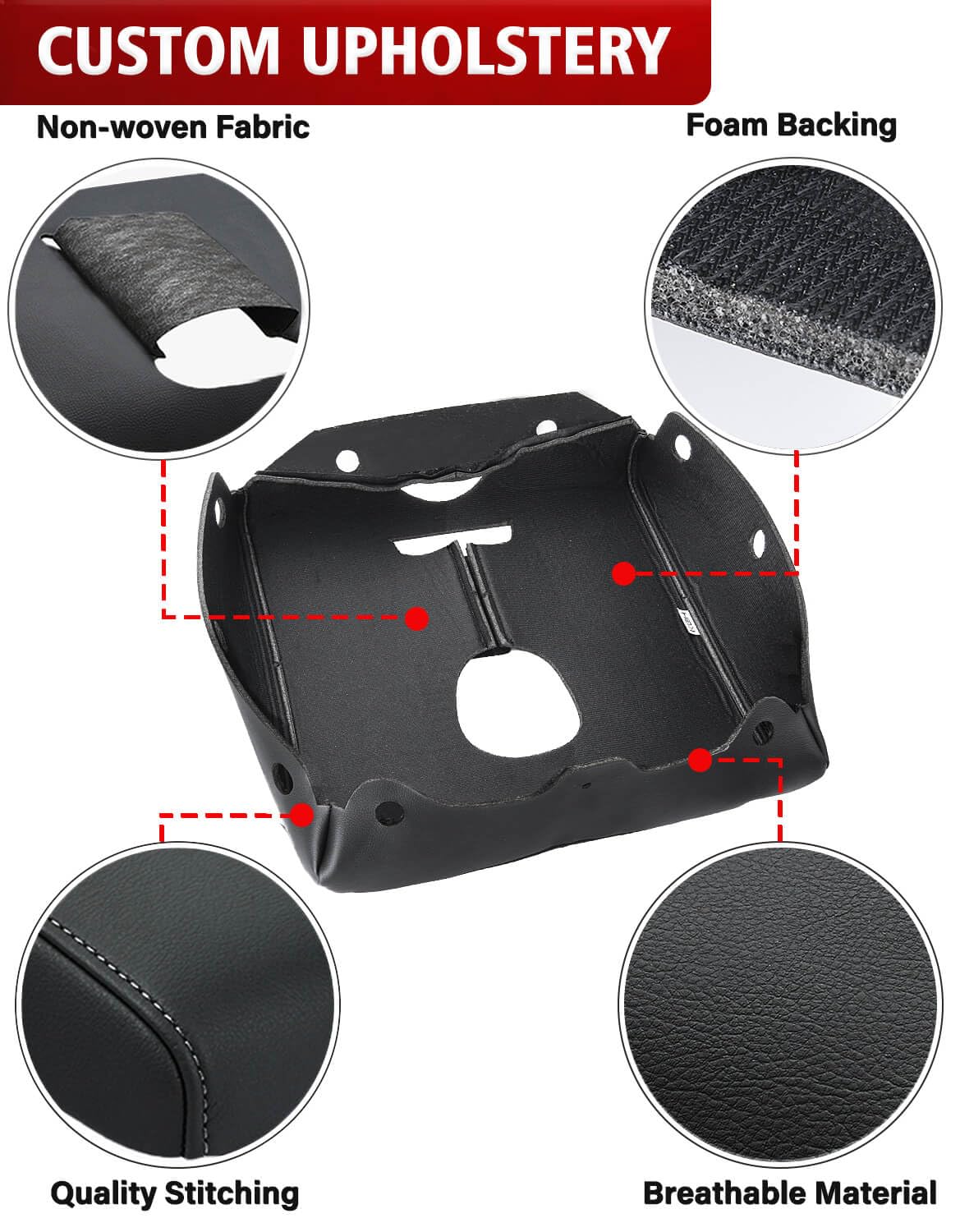 Kbh Center Console Armrest Cover Replacement For Chevy Silverado & Gmc Sierra 2020 2021 2022 2023 2024 2025, Jump Seat, Arm Rest