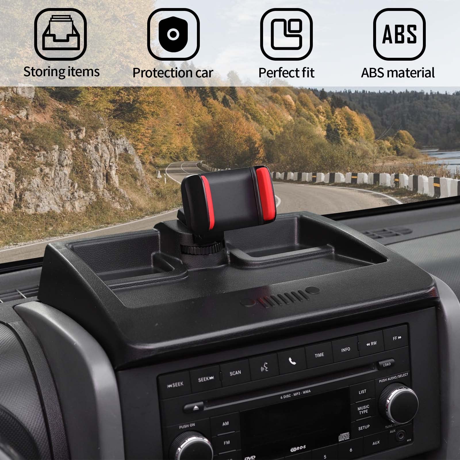 Voodonala for Jeep JK Phone Holder with Storage Cell Phone Dash Multi-Mount for 2007-2011 Jeep Wrangler JK JKU, Black