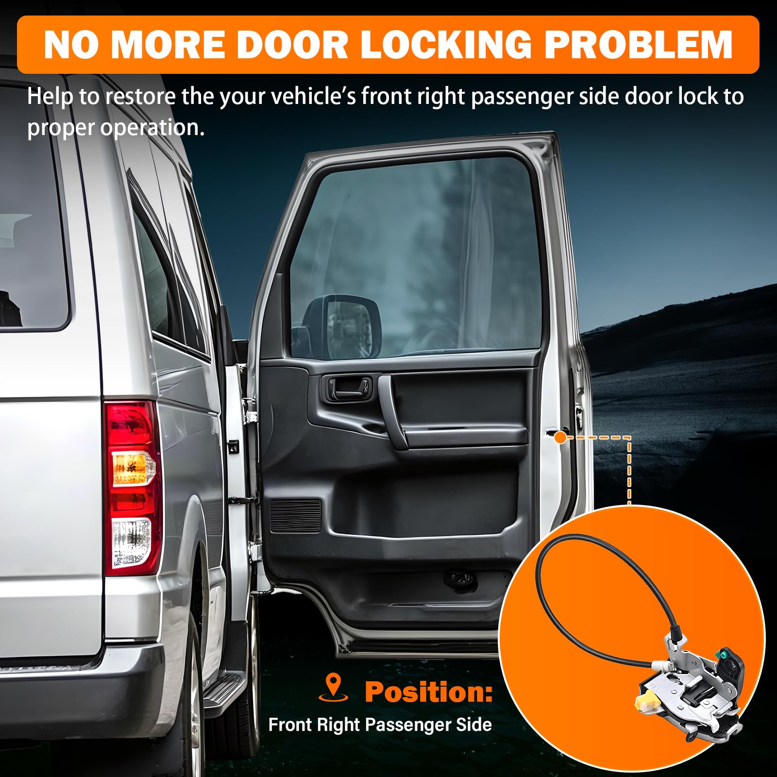 Door Lock Latch Assembly Front Right Passenger Side For 1996-2019 Ford E150 E250 E350 E450 Econoline Van Replace 6C2Z-1521812-A,