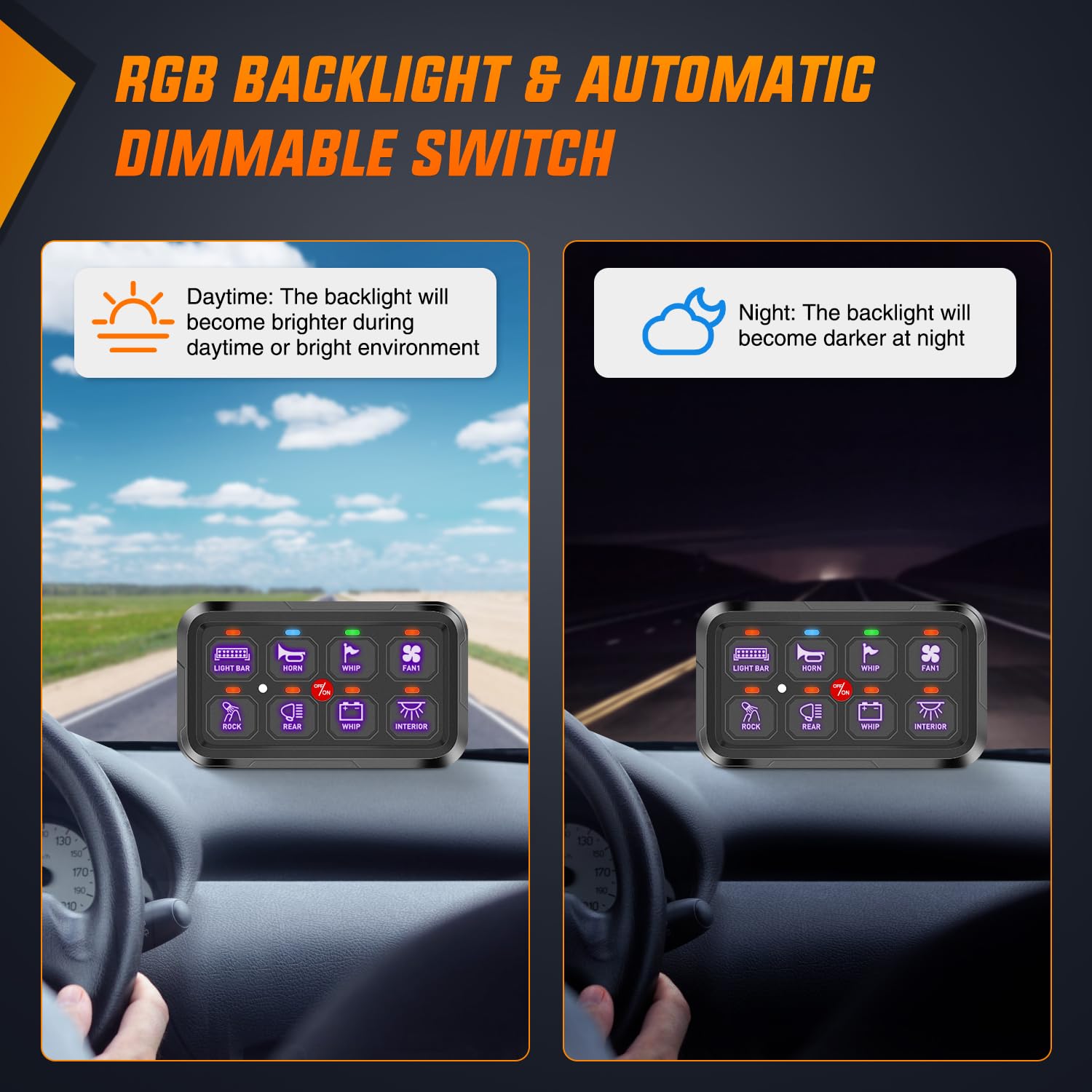 Nilight 8 Gang Switch Panel Circuit Control Relay System APP RGB Backlight Fuse Wiring Harness Automatic Dimmable ON Off LED Swi