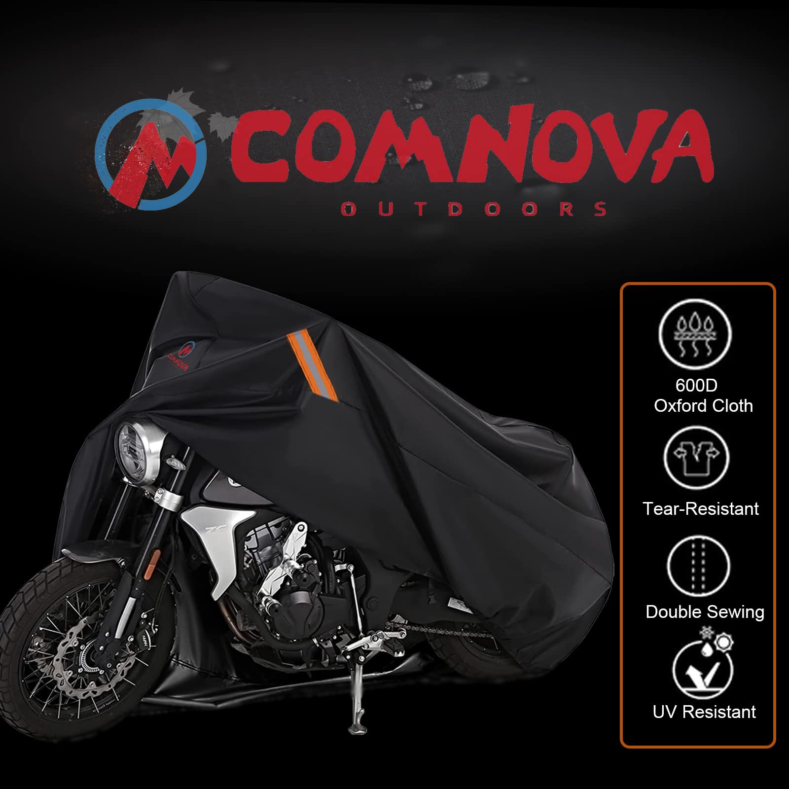 Motorcycle Cover All Season, Universal Waterproof Weather Sun Outdoor Protection Motorbike Cover, Scooter Shelter, Heavy-Duty Mo