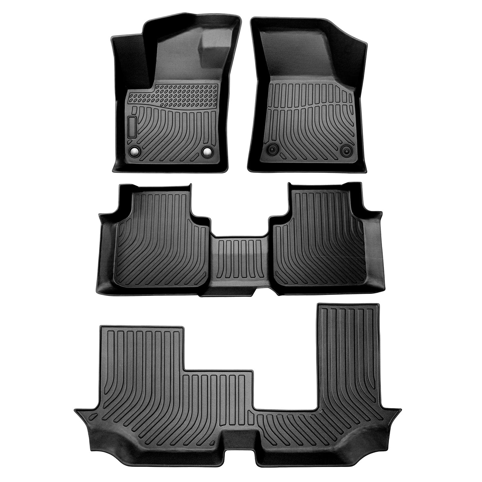 Cartist Floor Mats Custom Fit For Vw Atlas 2018-2024 2025 (7 Passenger Bench Seating), 3 Rowa Full Set Floor Mats For Atlas Accessories, Heavy Duty
