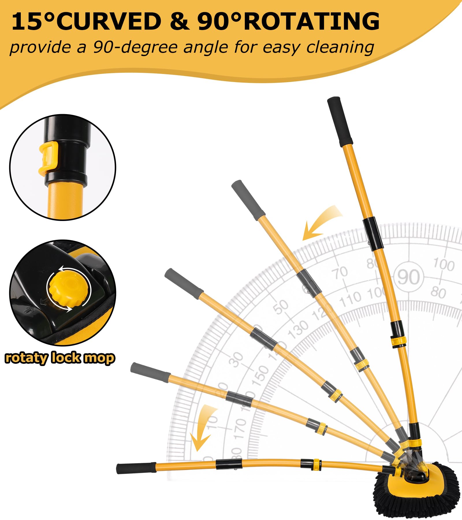 anngrowy 56.7'' Car Wash Brush Mop Kit Mitt Sponge with Long Handle Car Cleaning Supplies Kit Tools Car Washing Duster Exterior