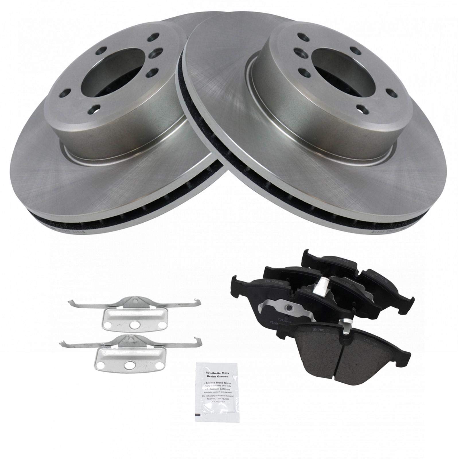 Trq Rotor & Brake Pad Kit Ceramic Front For 04-10 Bmw 5 Series