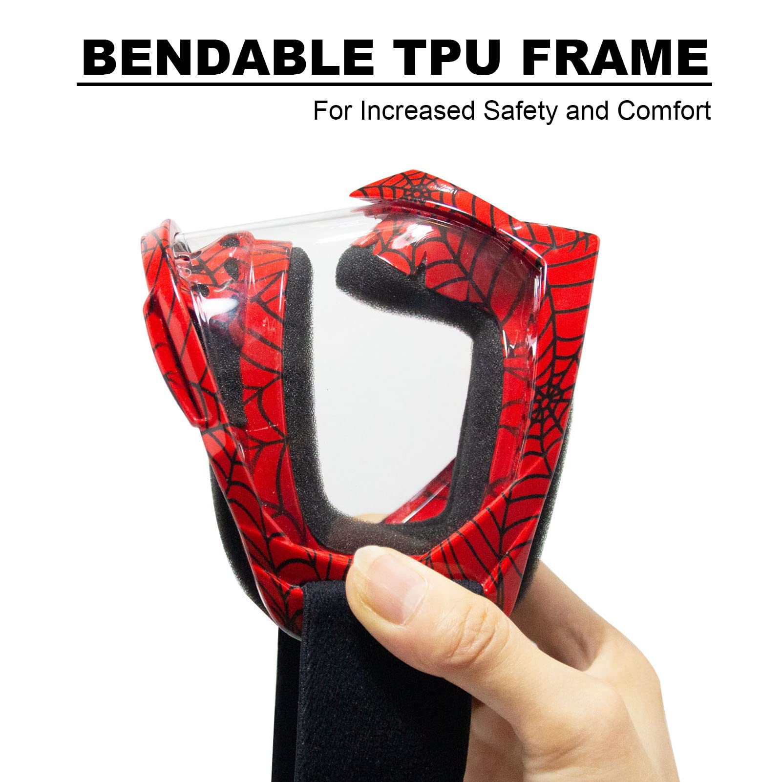 Spider Red Frame Clear Lens Otg Offroad Motocross Riding Goggles For Adults Men Women Youth Kids