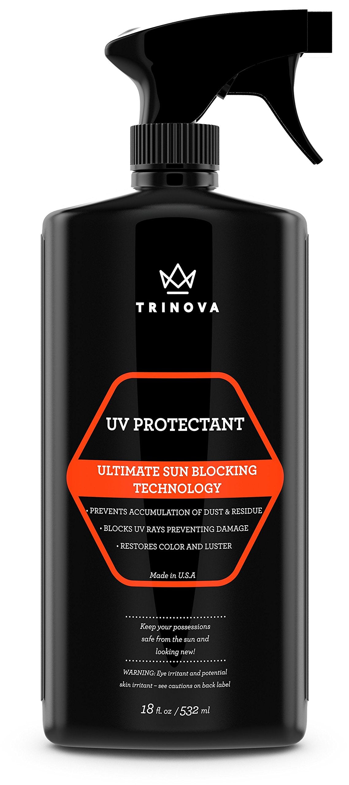 Trinova Uv Protectant Spray - For Vinyl, Plastic, Rubber, Fiberglass, Leather & More - Prevents Fading & Cracking From Uv Damage