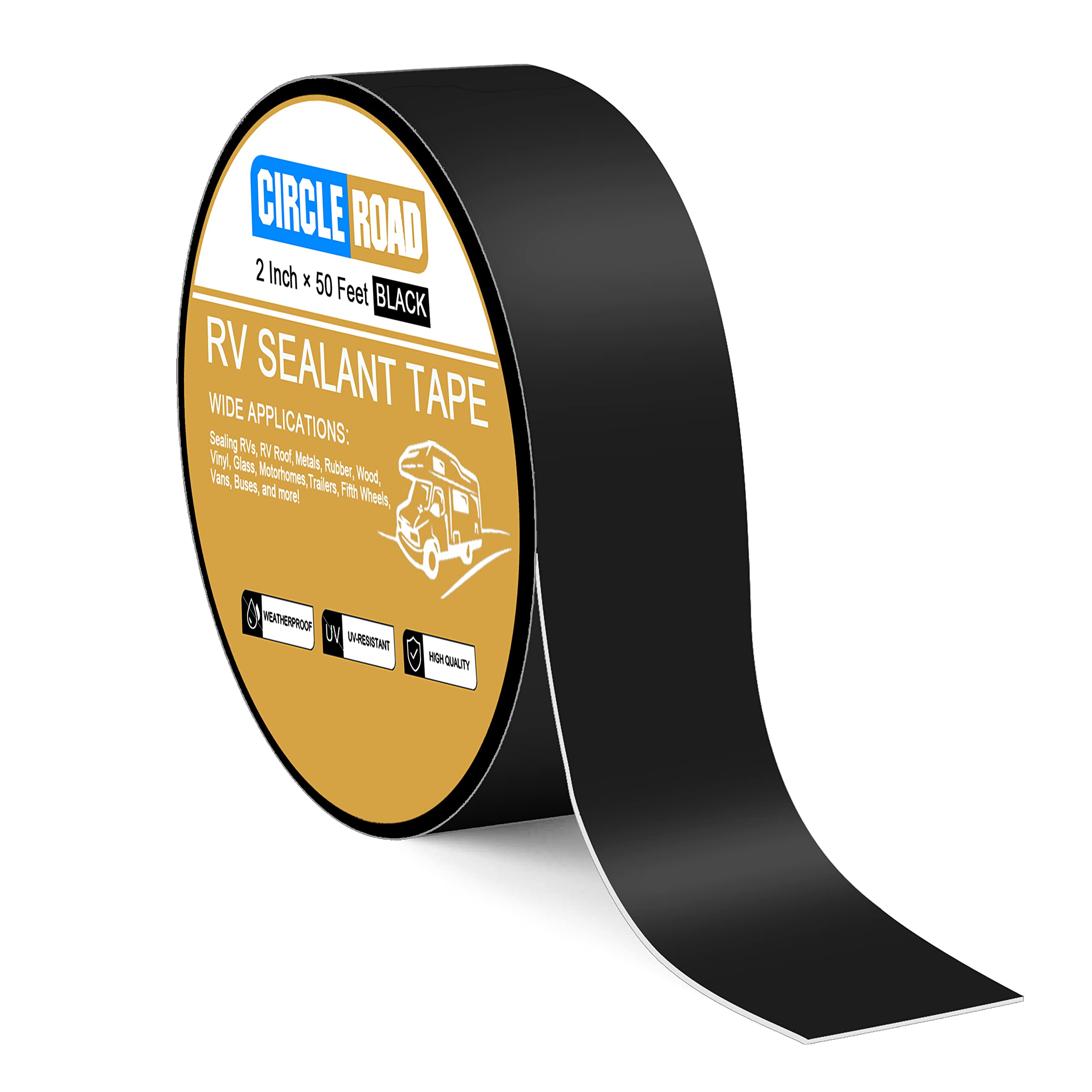 Rv Roof Tape Black, 2 Inch X 50 Feet Rv Repair Sealant Tape, Stop Camper Roof Leaks, Uv-Resistant, Weatherproof And Reliable For