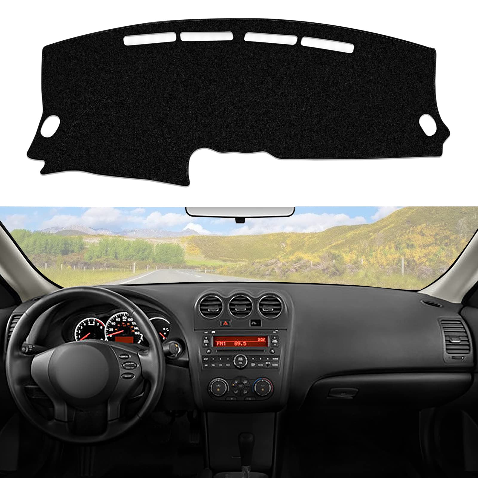 Berksyde Dashboard Dash Cover Mat Carpet Compatible With 2007-2012 Altima(Black)