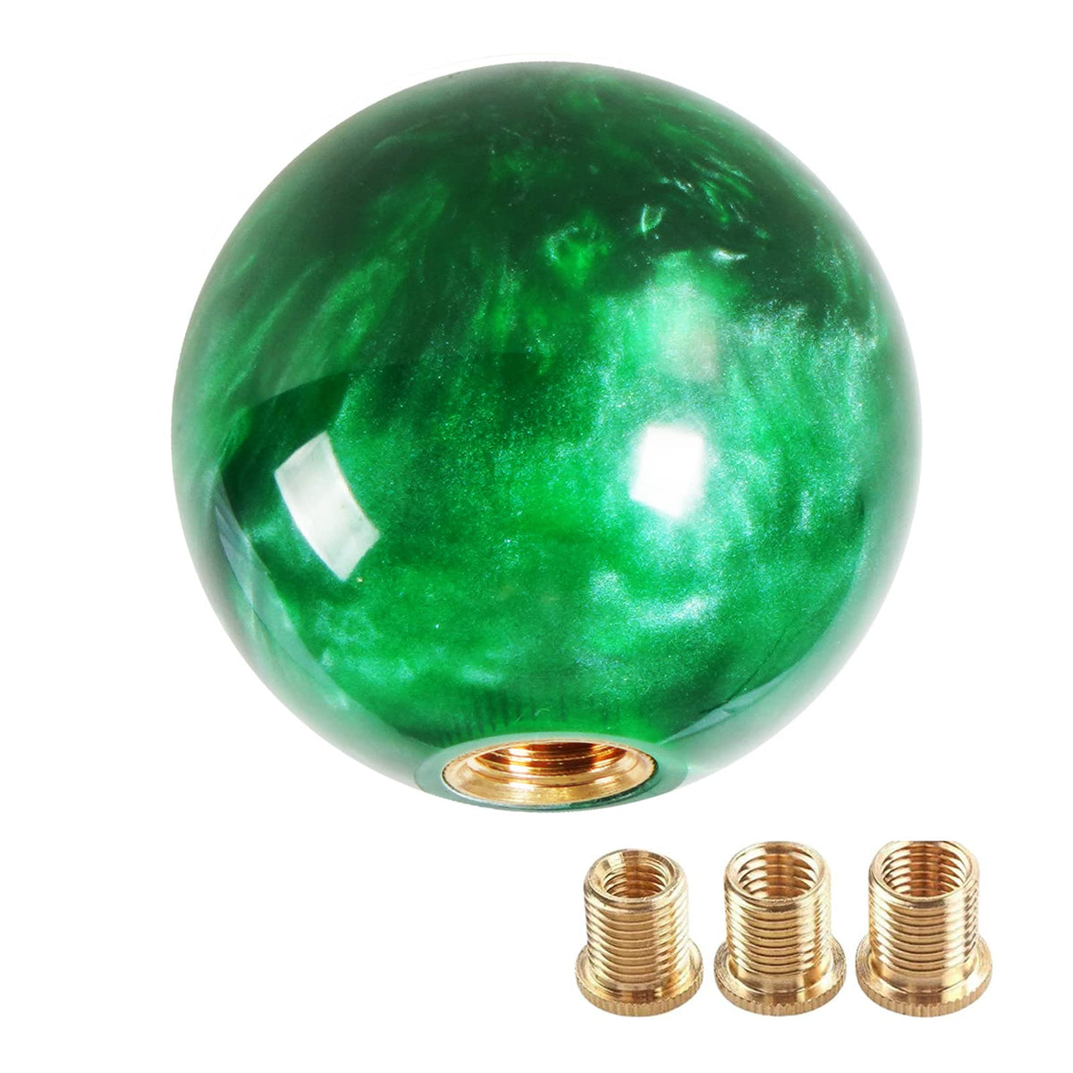 Yiuiy Round Ball Shift Knob Universal Marble Style Gear Shift Knob 5 6 Speed For Manual Automatic Vehicles With Adapters (Green)