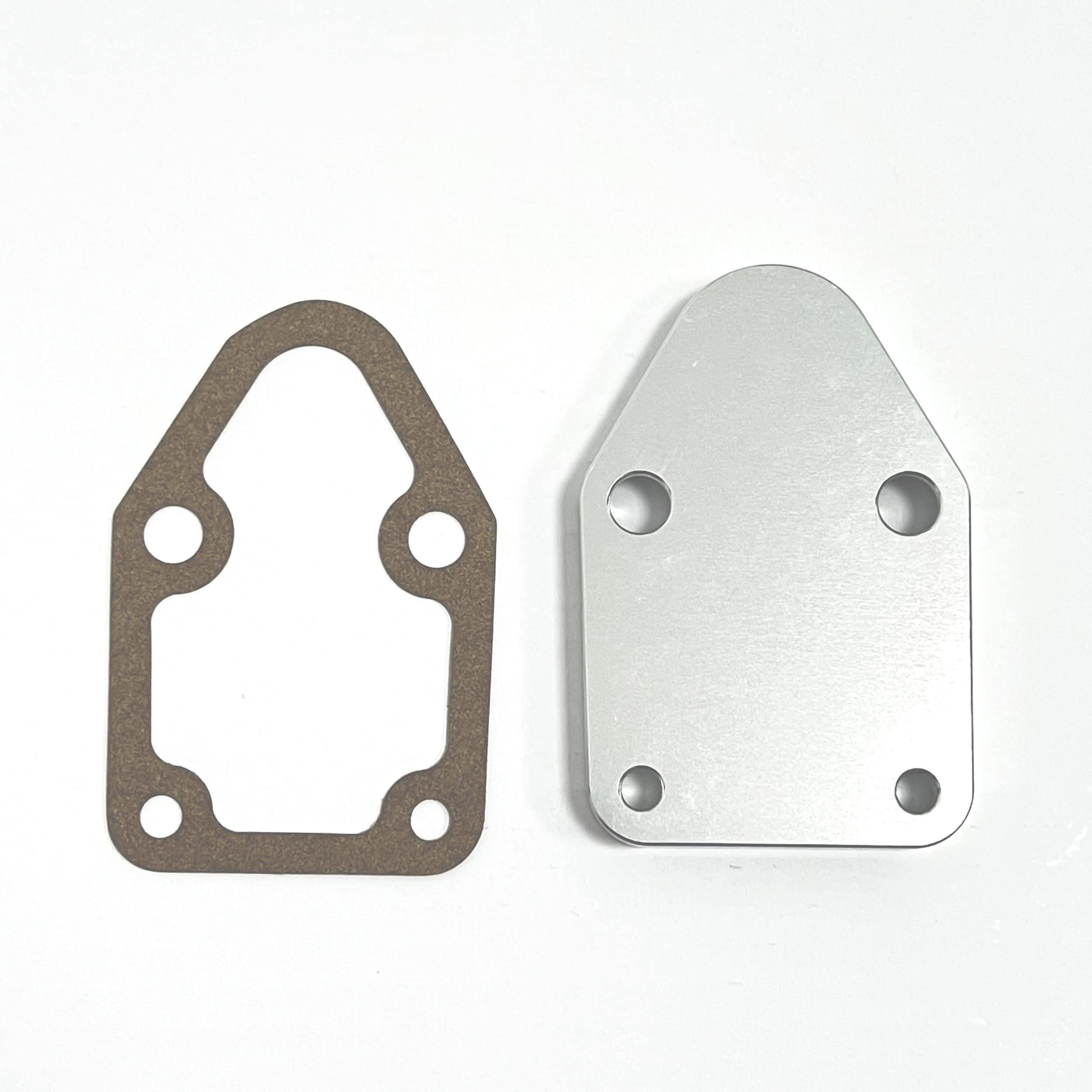 Flashpower Billet SBC Chevy Fuel Pump Block-Off Plate Kit Clear Anodized